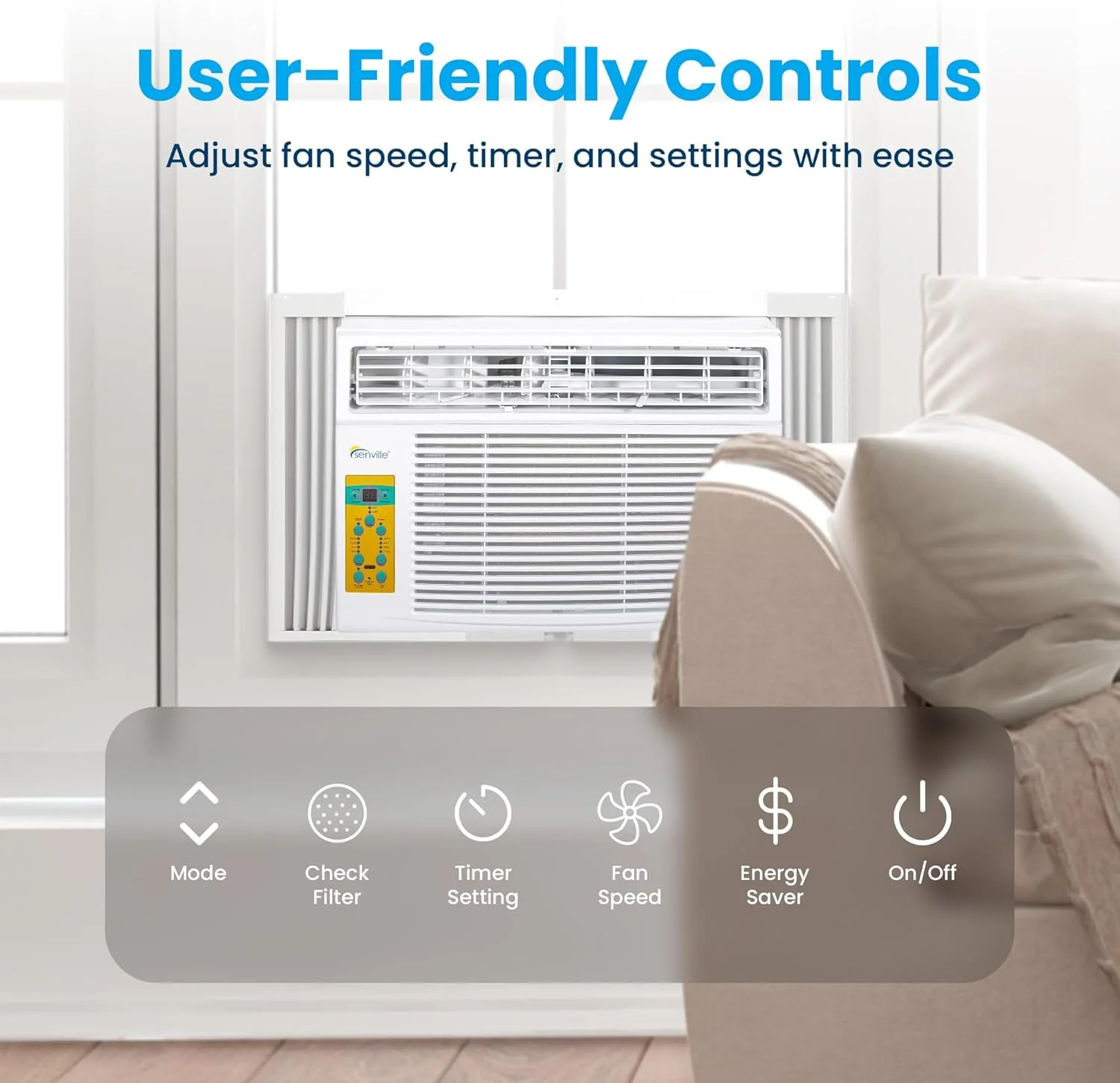 10,000 BTU Window Air Conditioner, Cools up to 450 sq ft , Easy to Use, Washable Filter Image 6