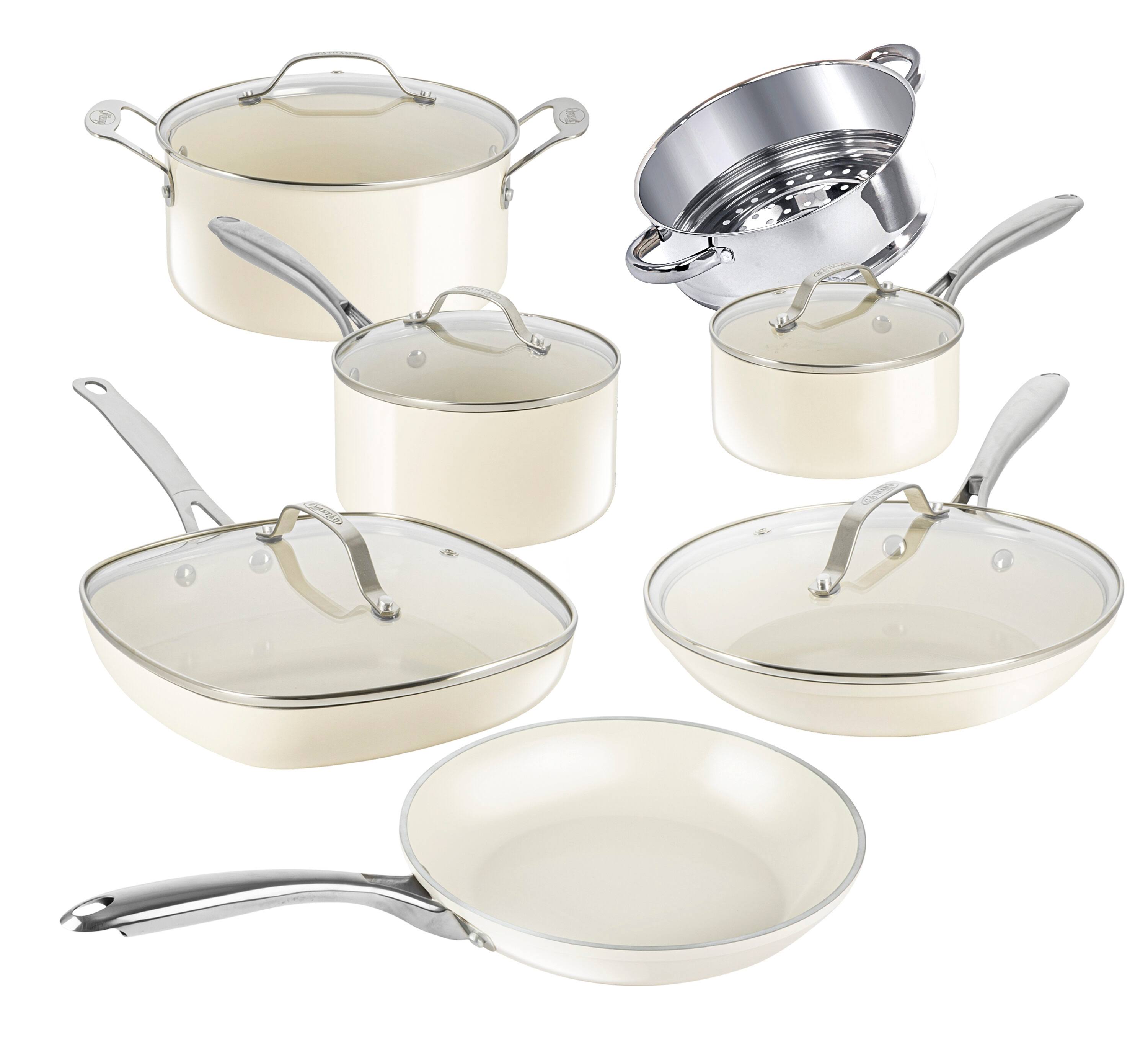 Gotham Steel Natural Collection 12 Piece Cookware Set in Cream