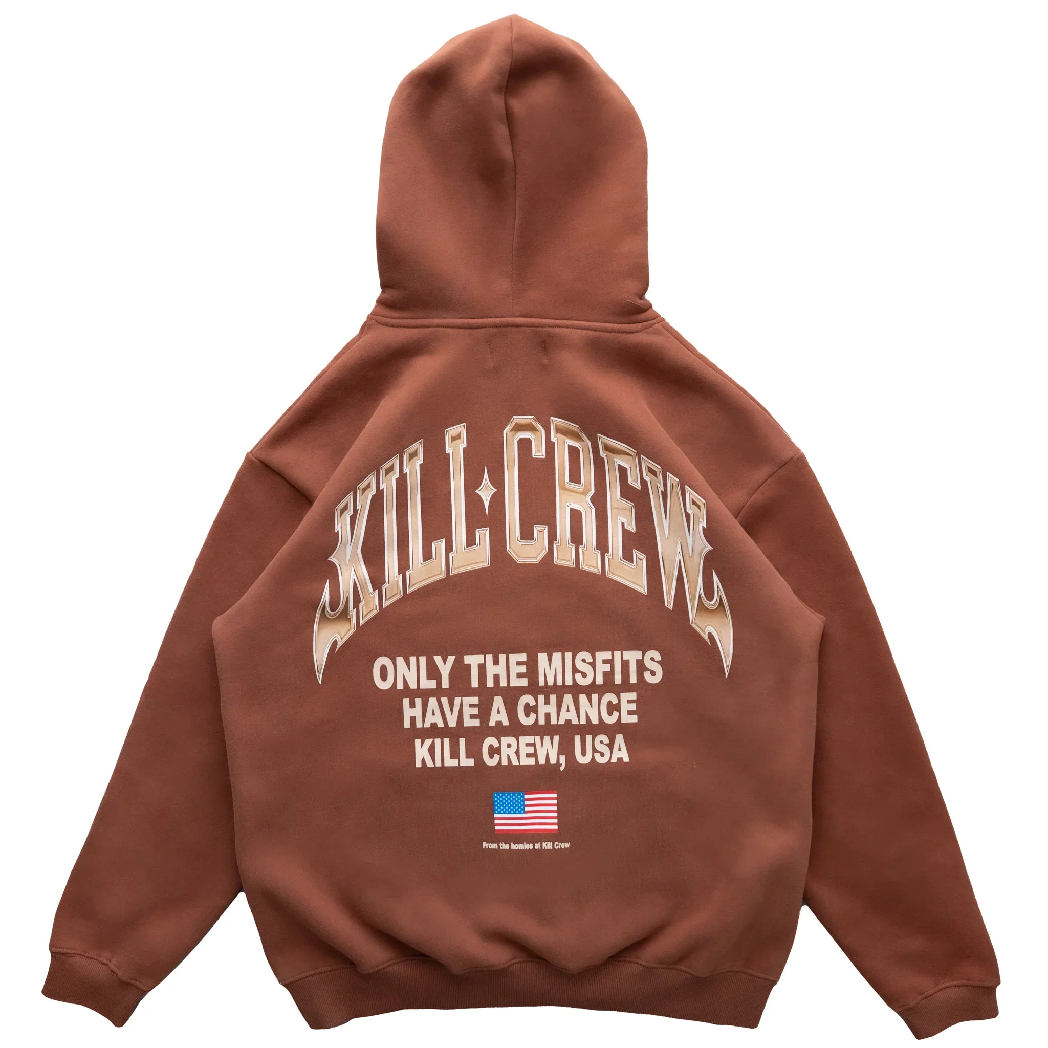 OVERSIZED LUX CHROME HOODIE - BROWN