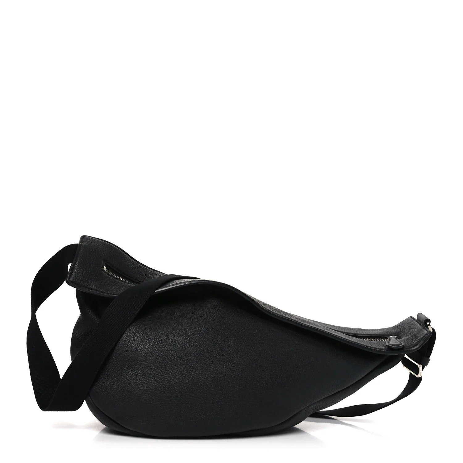 Grained Calfskin Large Slouchy Banana Bag Black