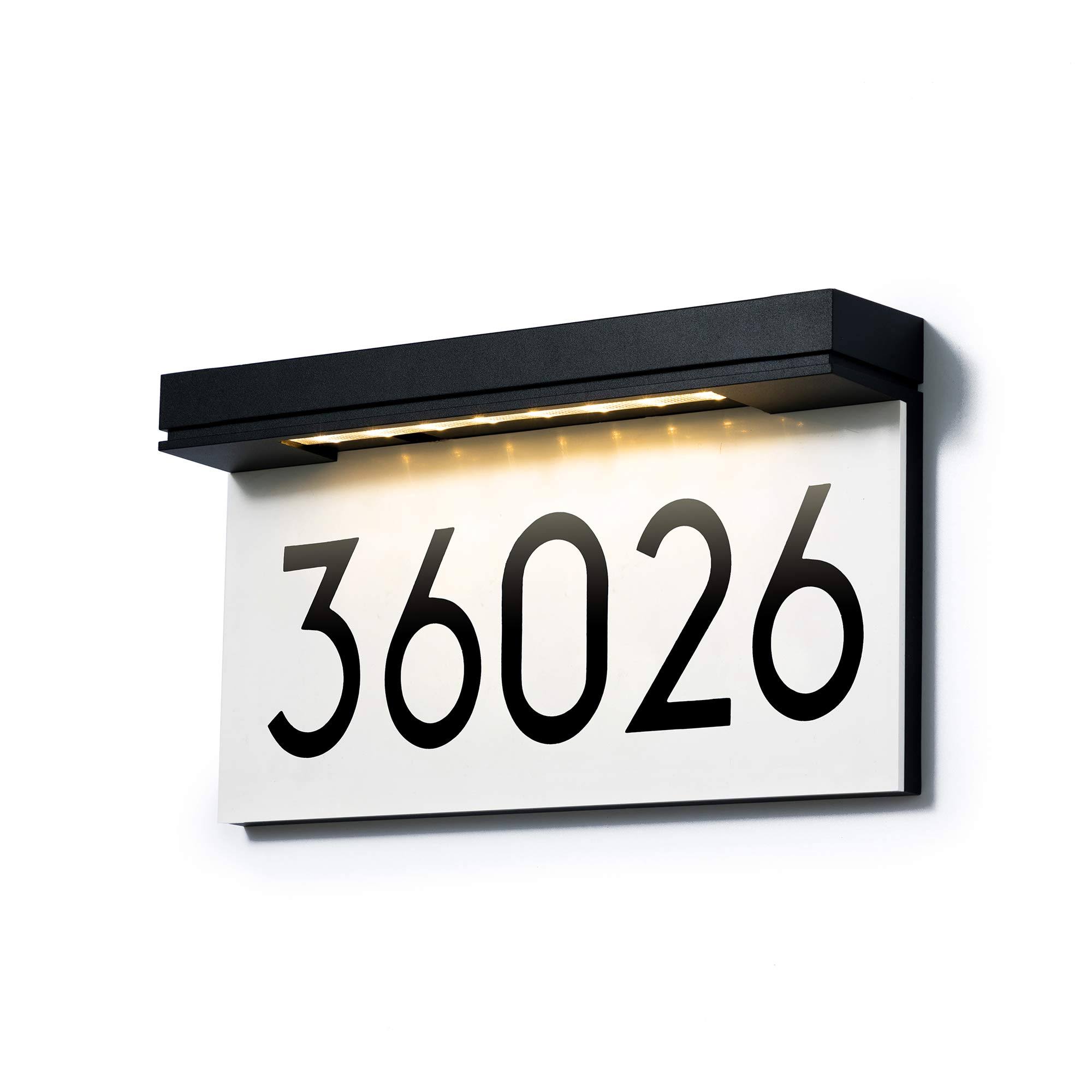 Percompile House Numbers Solar Powered Address Plaques for House LED Illuminated Waterproof Outside Address Sign 3000K Warm White LED