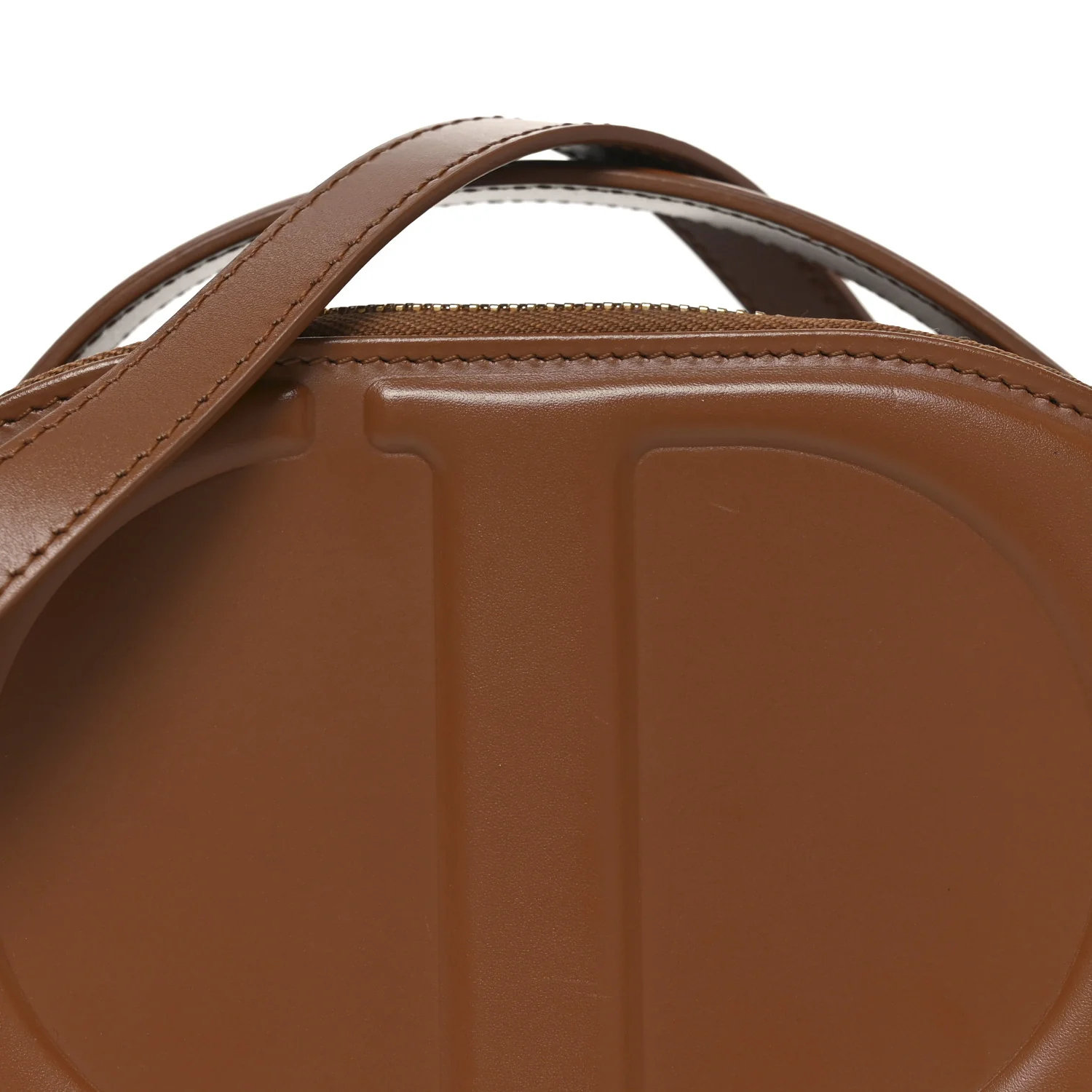 Calfskin CD Signature Oval Crossbody Camera Bag Brown