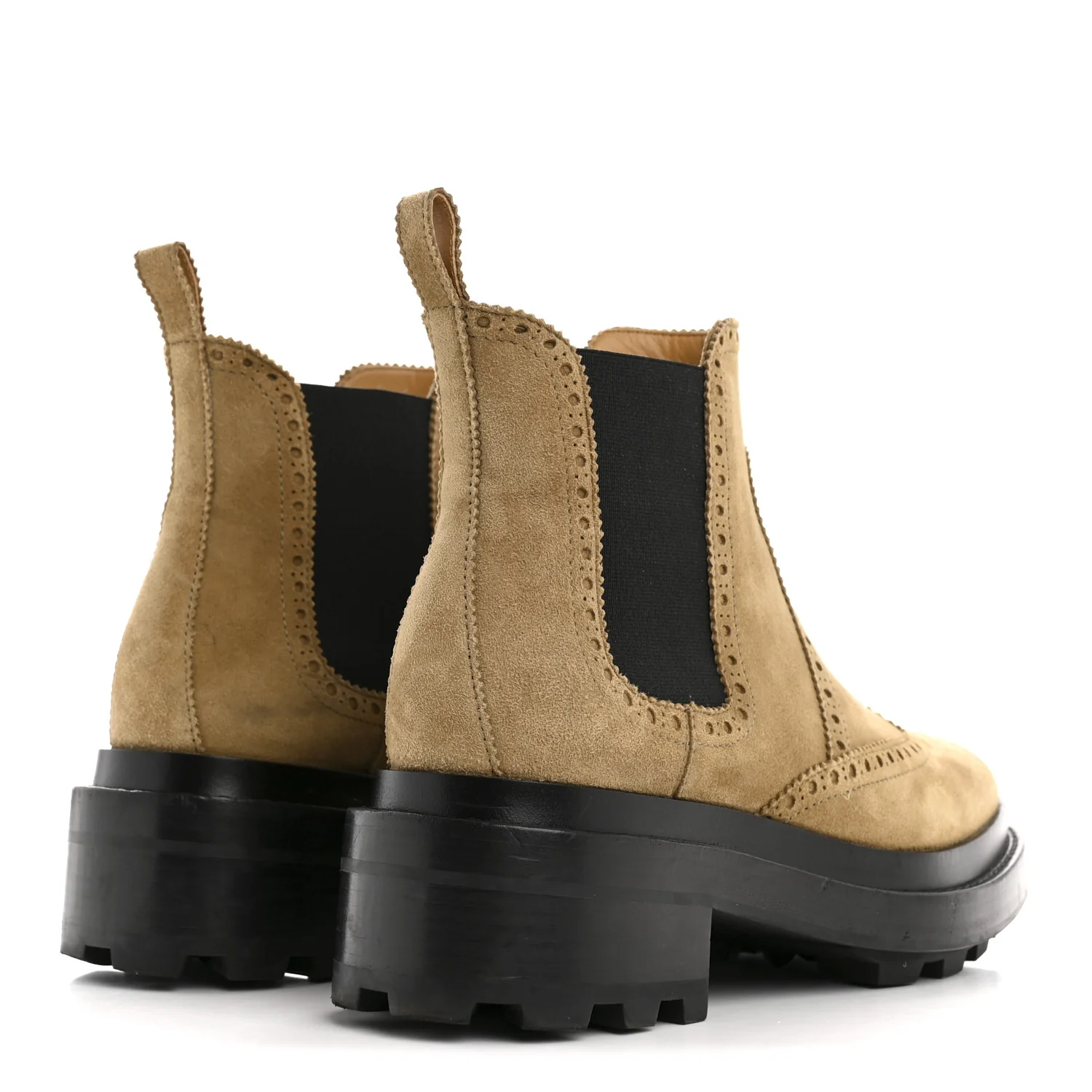 Suede Goatskin Chelsea Ankle Boots 37 Beige Gobi