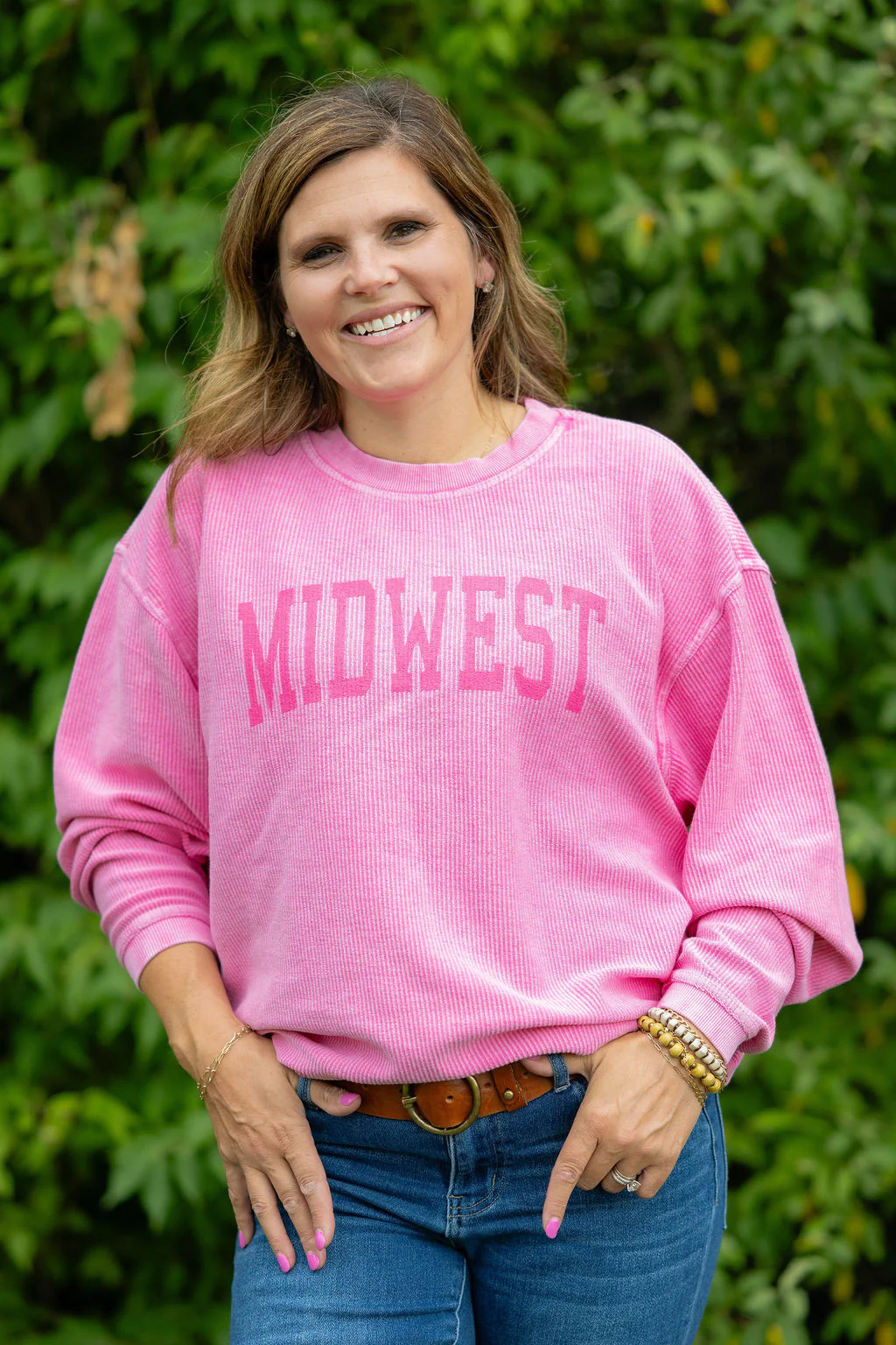Monochromatic Midwest Ribbed Graphic Crewneck