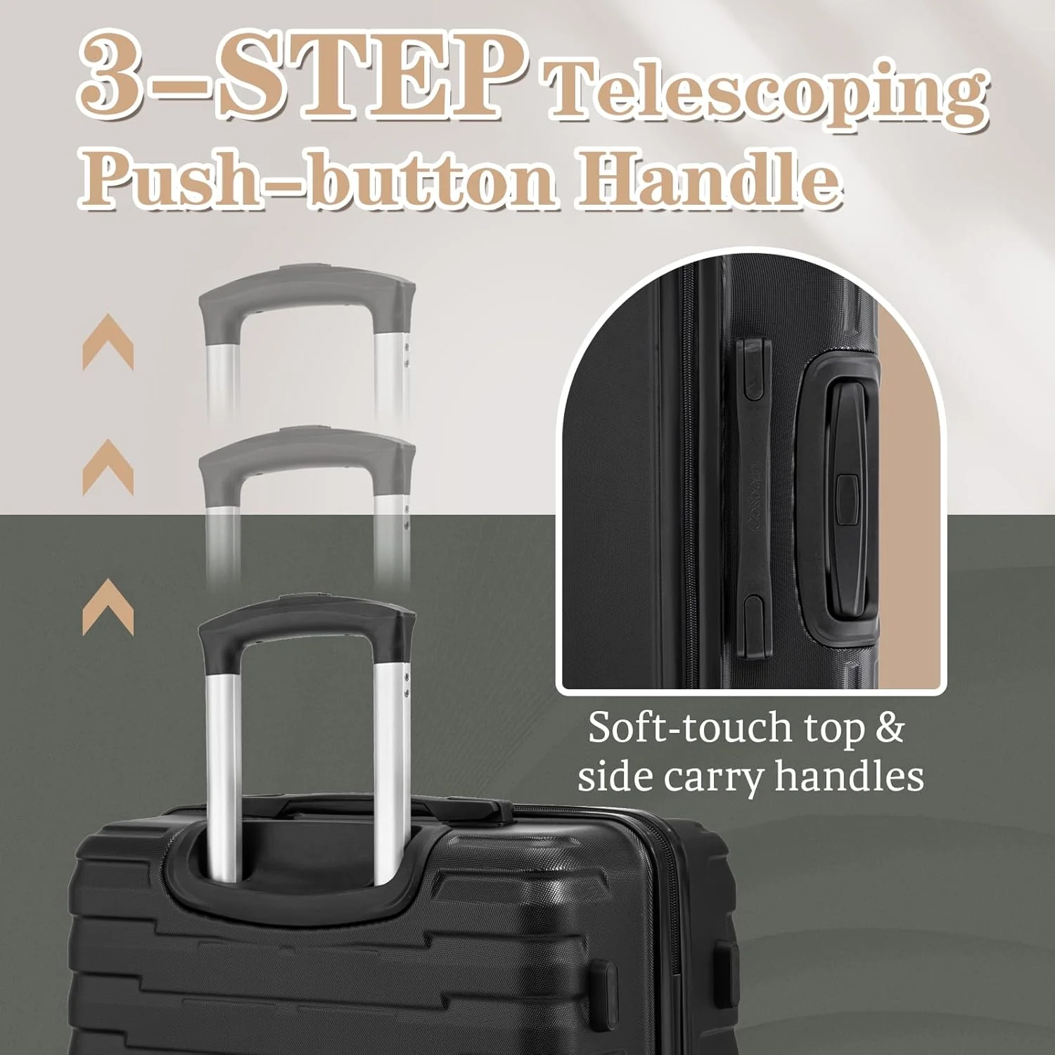 Ensemble de 5 valises à roulettes, valise rigide en ABS avec roulettes multidirectionnelles