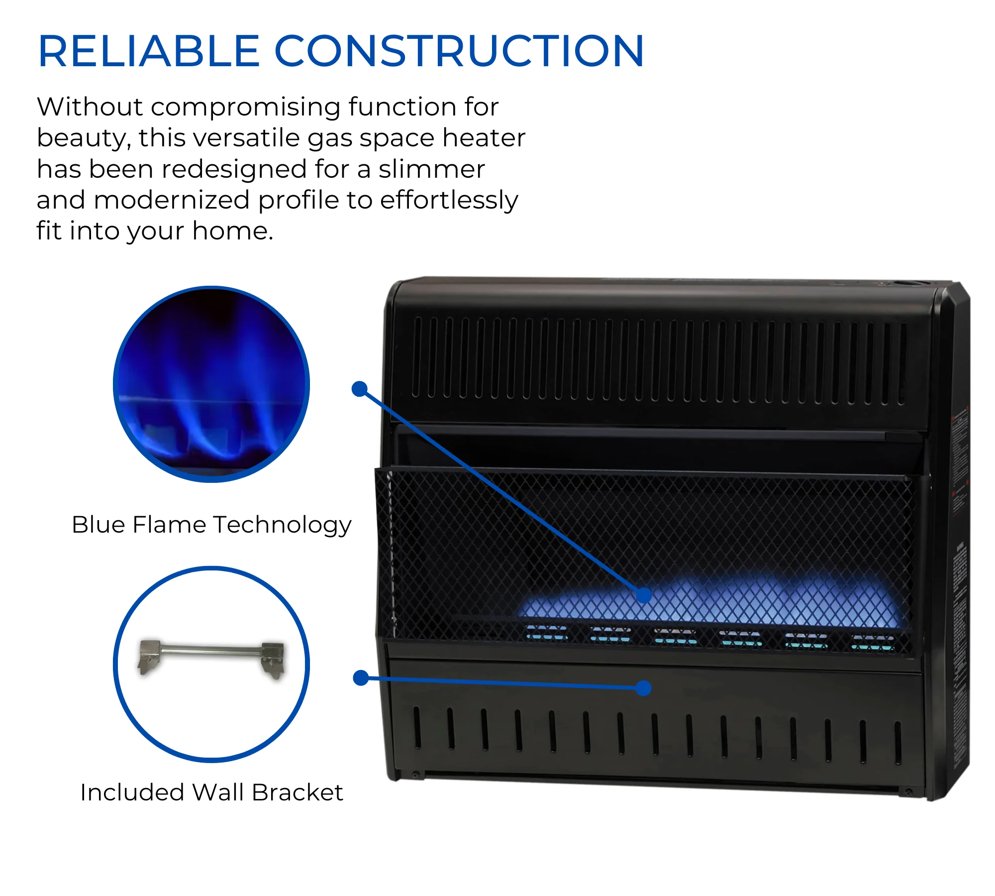 Dual Fuel Vent less Blue Flame Garage Heater 30,000 BTU, T-Stat Control Model# MNSD300TGA(Black) - Image 4