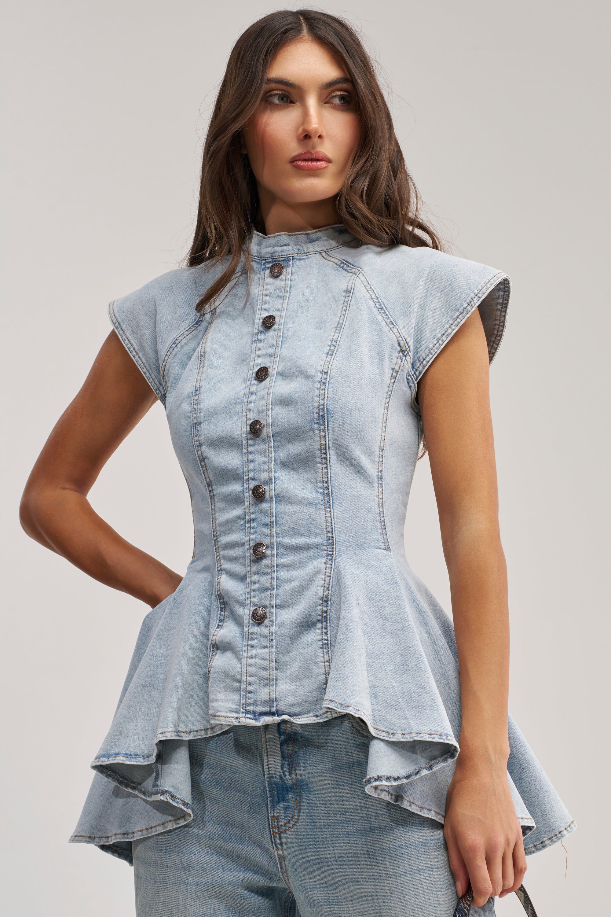 LUCY DENIM BLOUSE - Akira Store