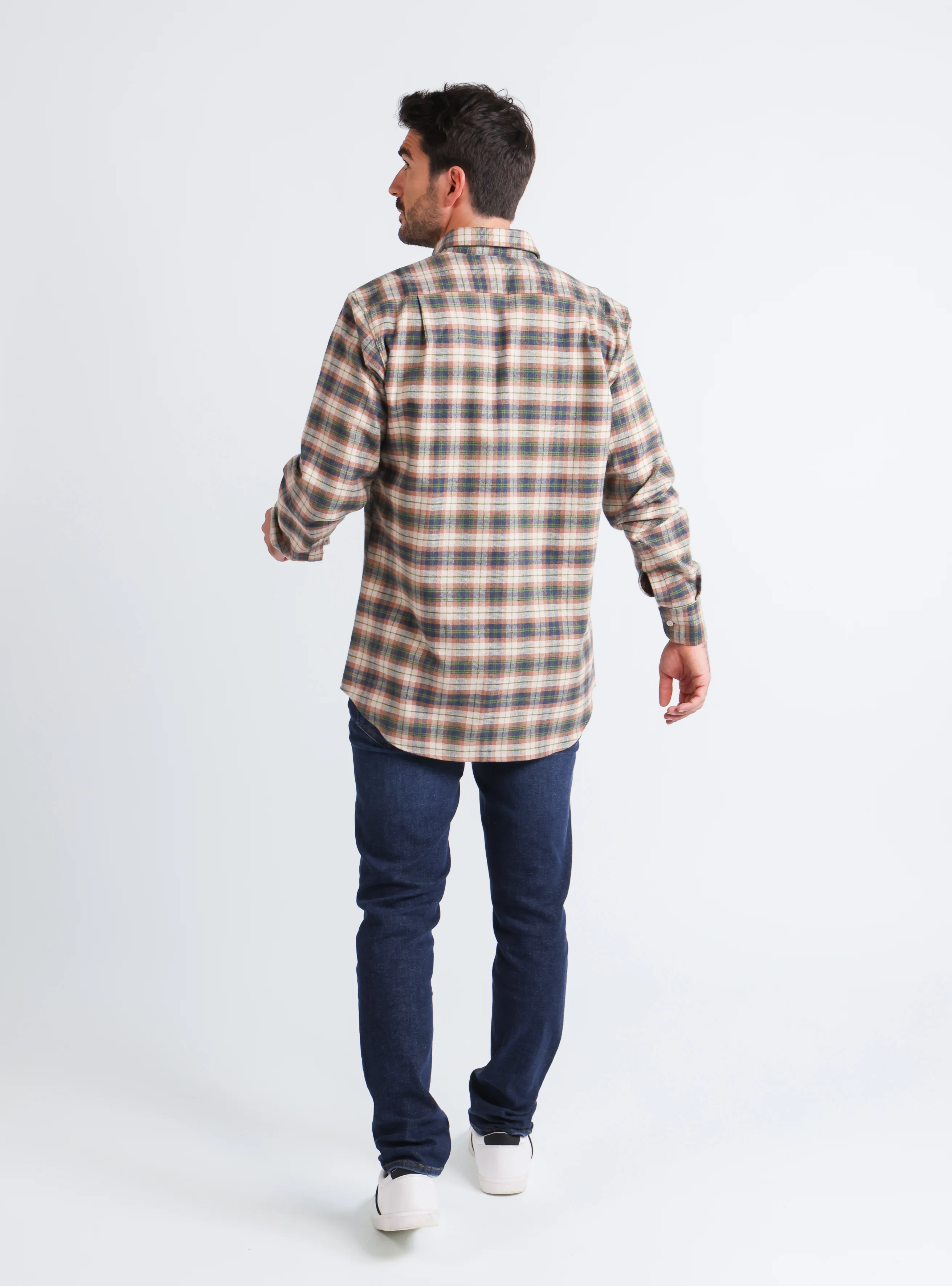 Chemise homme en coton à carreaux vert