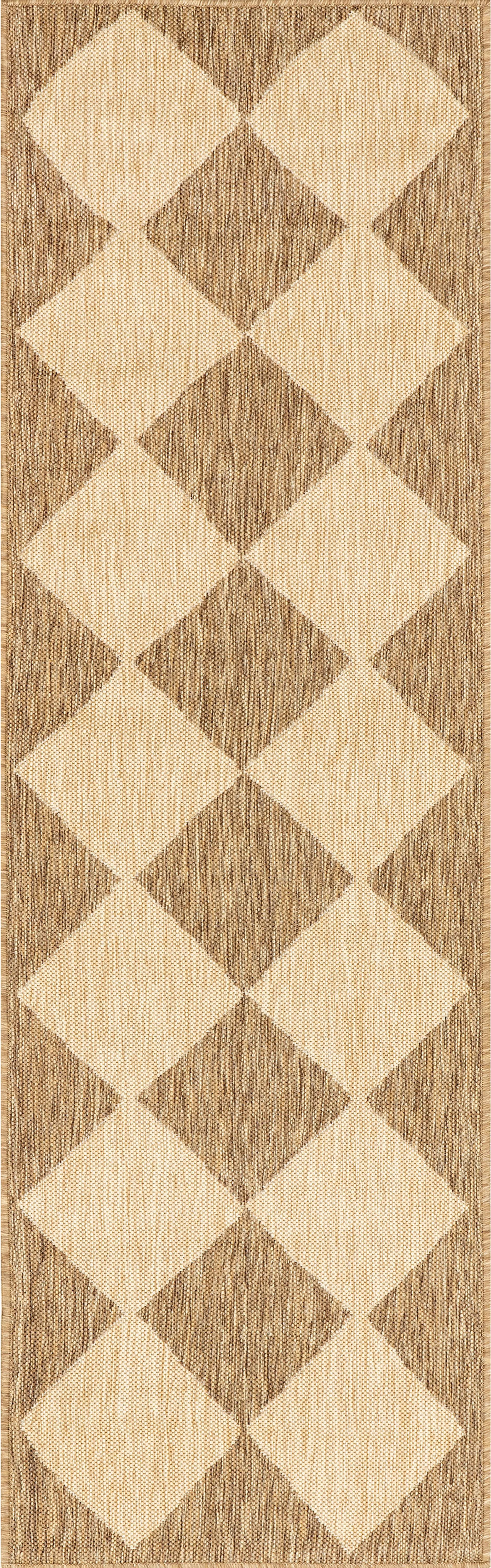 nuLOOM Sabina Diamond Trellis Beige 2 ft. x 8 ft. Indoor/Outdoor Runner Rug