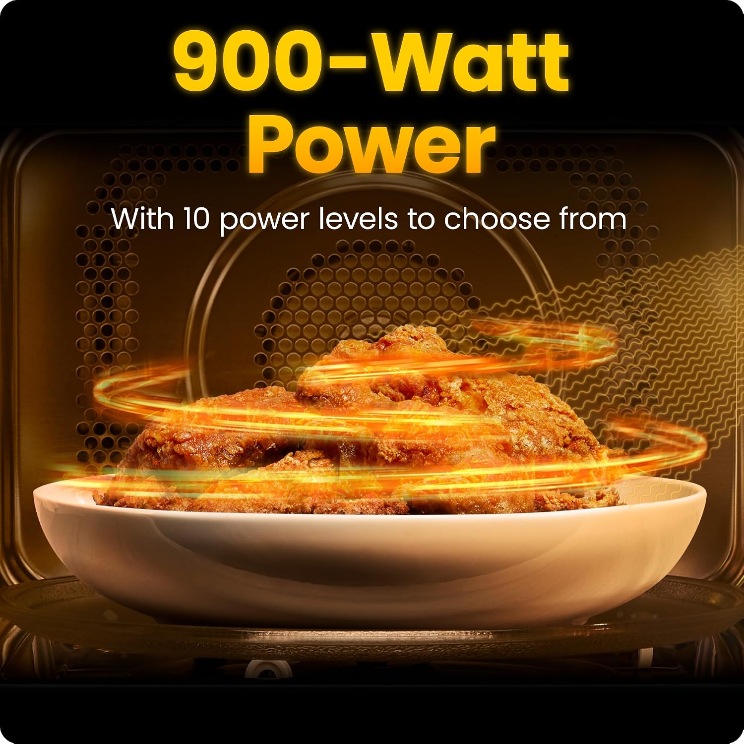 Chefman Countertop Microwave Oven 0.9 Cu 900 Watts with 10 Power Levels, 6 Cooking Presets with One-Touch Express Cook, Eco Mode, Child Safety Lock, & Mute Button - Black