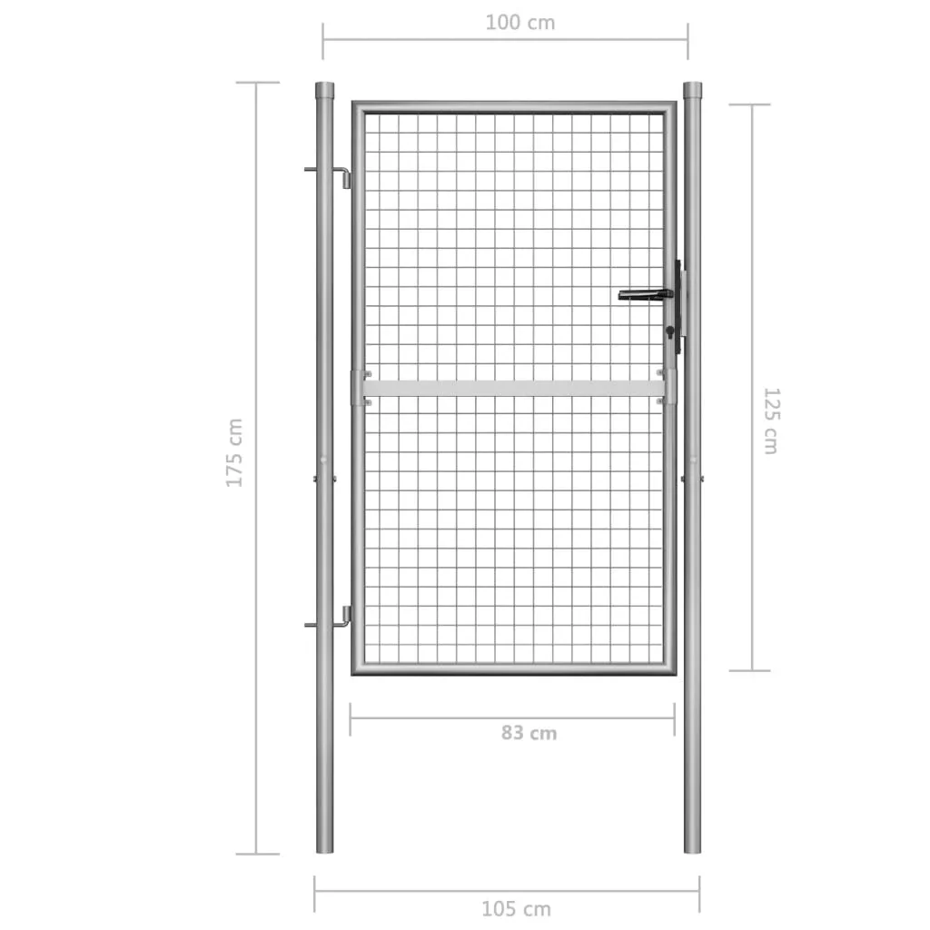 vidaXL Garden Gate Fence Wall Privacy Screen Fence Galvanized Steel Silver