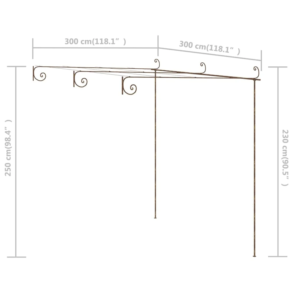 vidaXL Garden Arch Antique Brown Wrought Iron Large Decorative Inlays