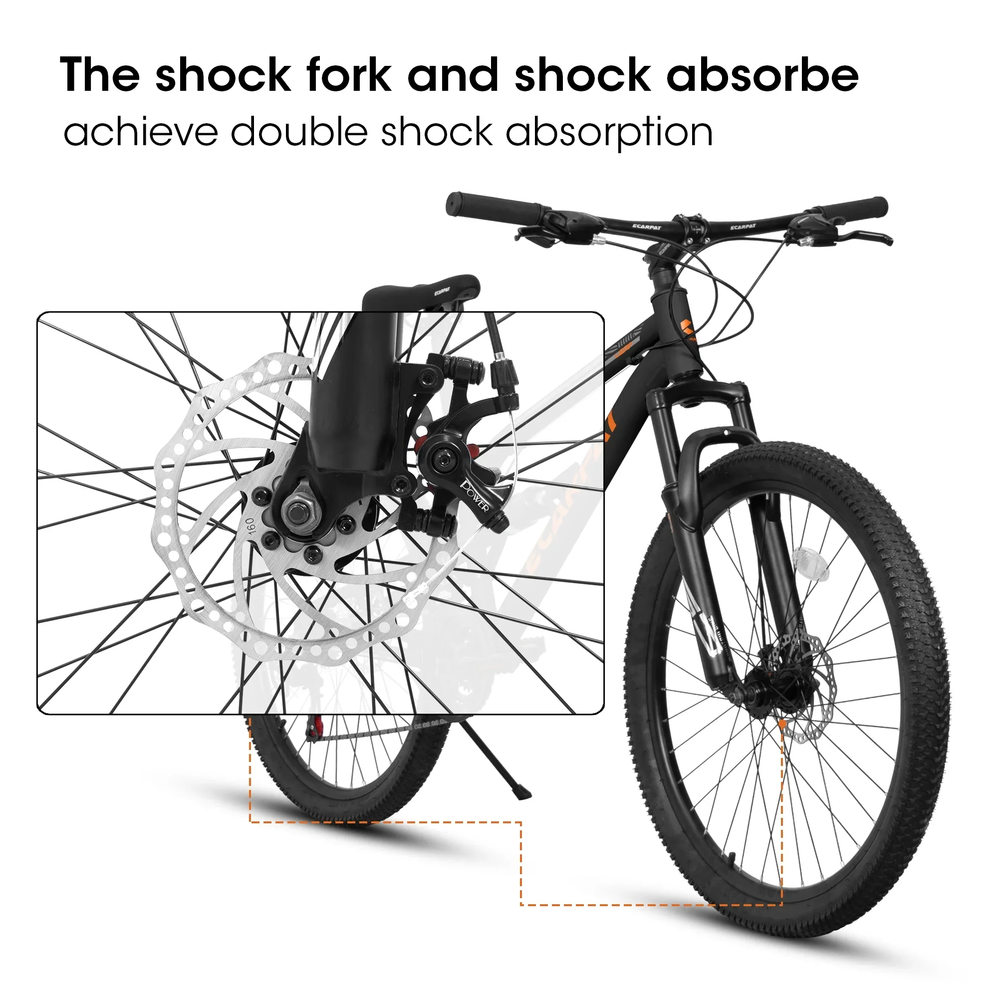 POVANLI  26 Inch Mountain Bike Adult Full Shimano 21 Speed Mountain Bike, Dual Disc Brake, Aluminum Frame Disc Brake, Front Suspension, Mountain biking for both men and women, Black (Gift)