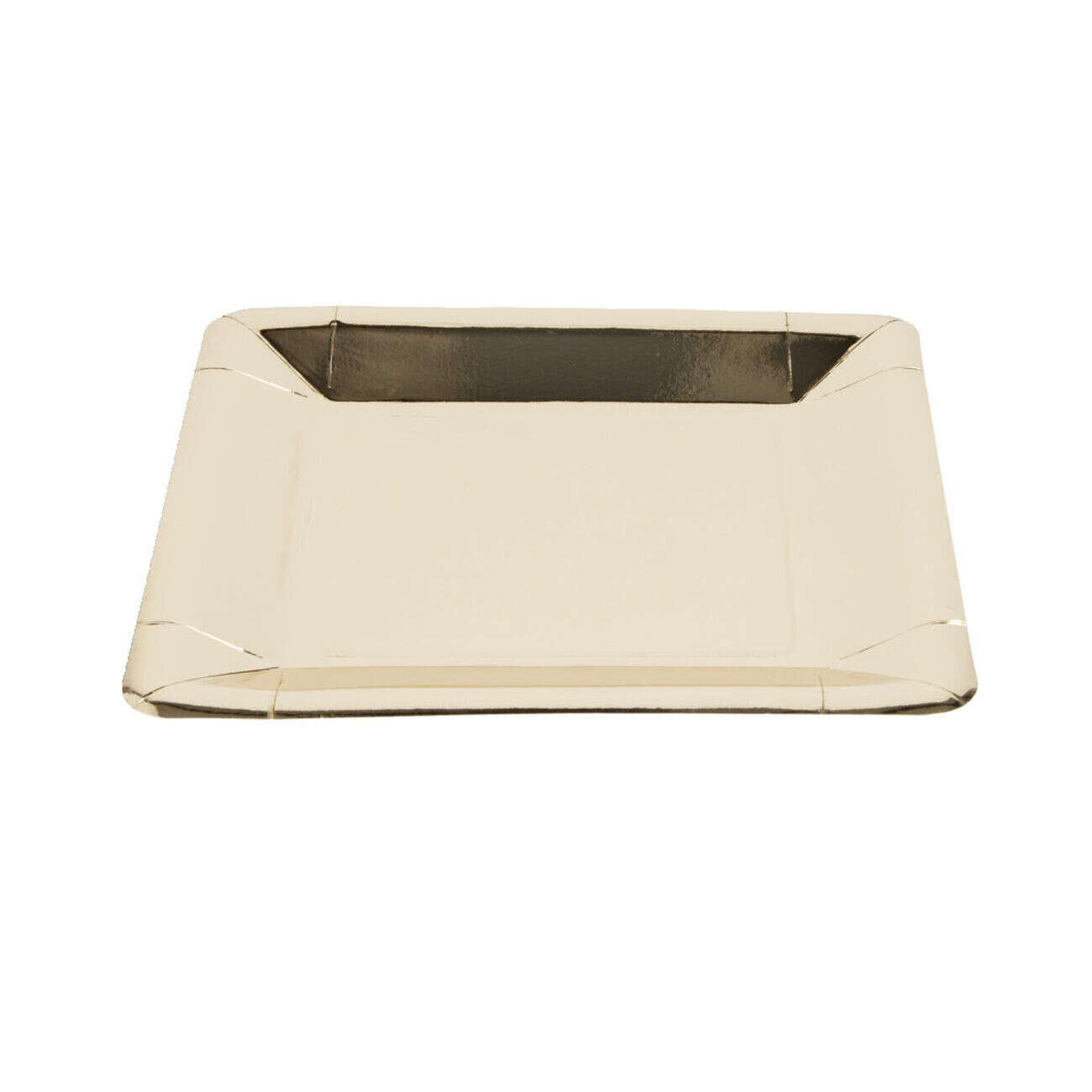 Plateau de présentation carré x4 en carton métallisé doré 23x23cm