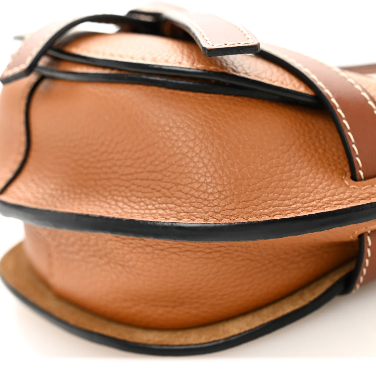 Grained Calfskin Mini Gate Crossbody Bag Caramel Pecan