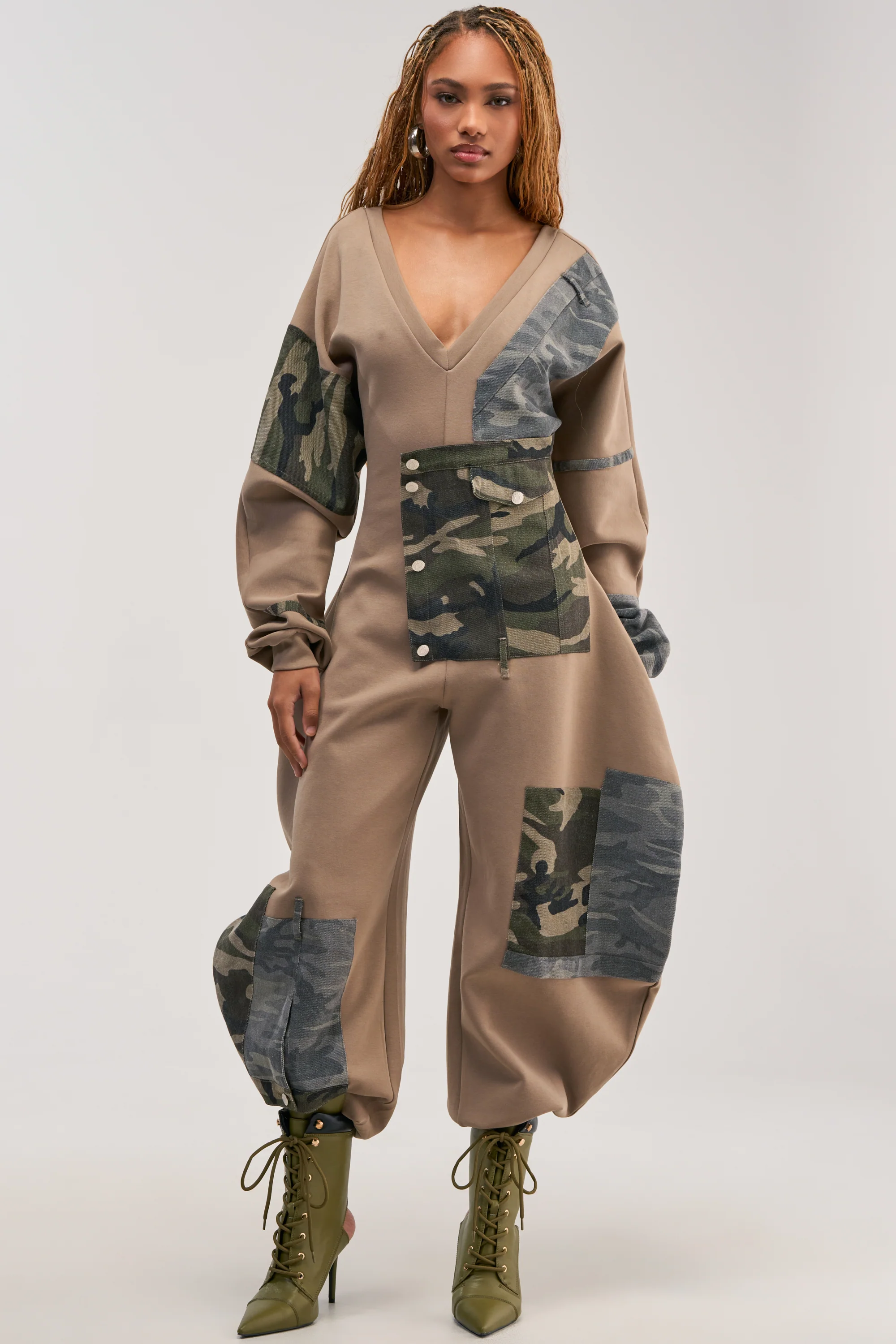 COMFY COZY PATCHWORK JUMPSUIT IN CAMO - Akira Store