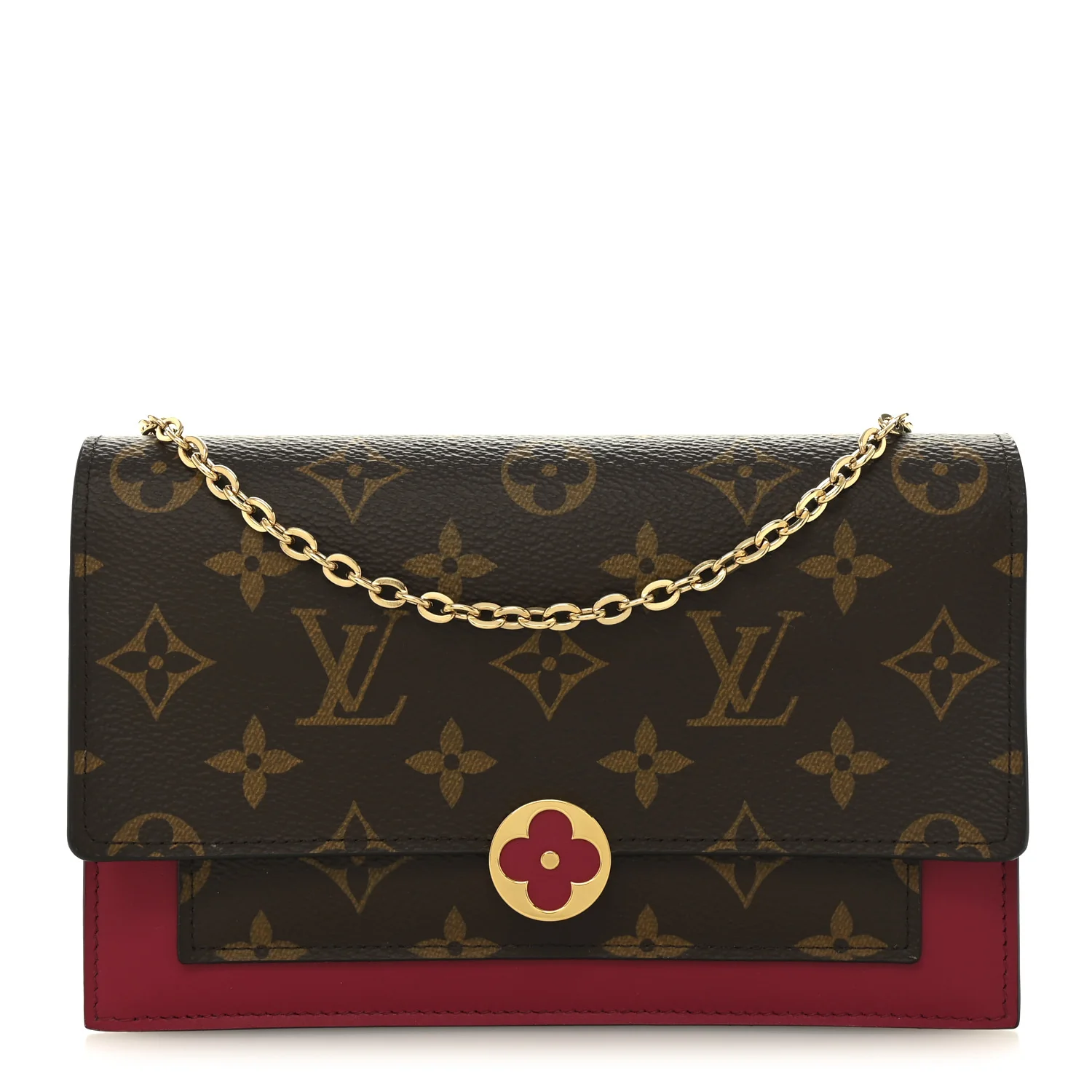 Monogram Flore Chain Wallet Fuchsia