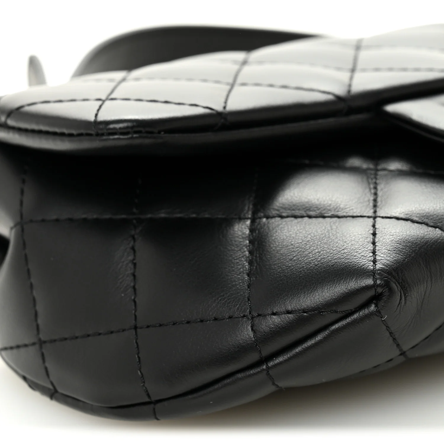 Calfskin Quilted CC Uniform Flap Belt Bag Black