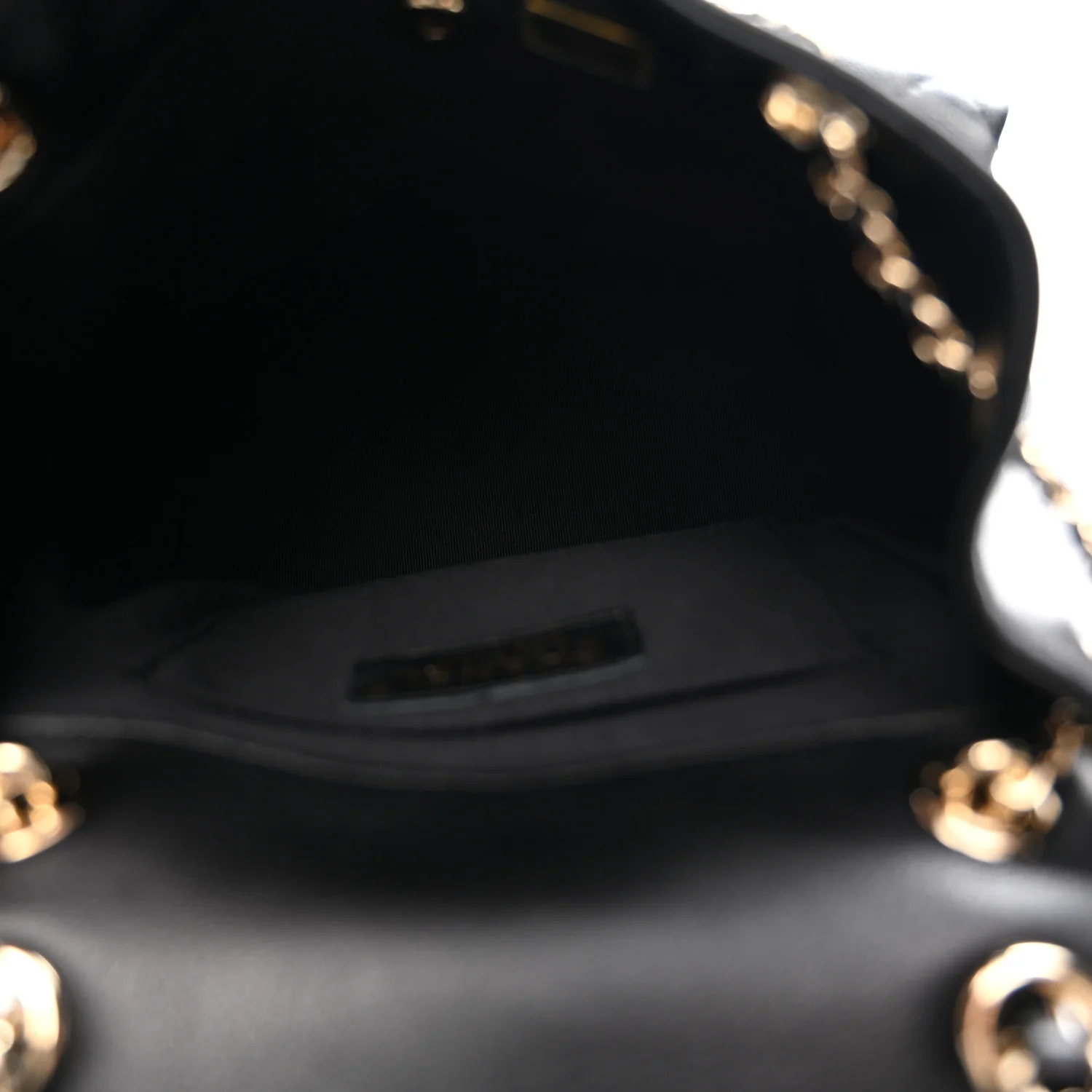 Shiny Caviar Quilted Medium Duma Pockets Drawstring Backpack Black