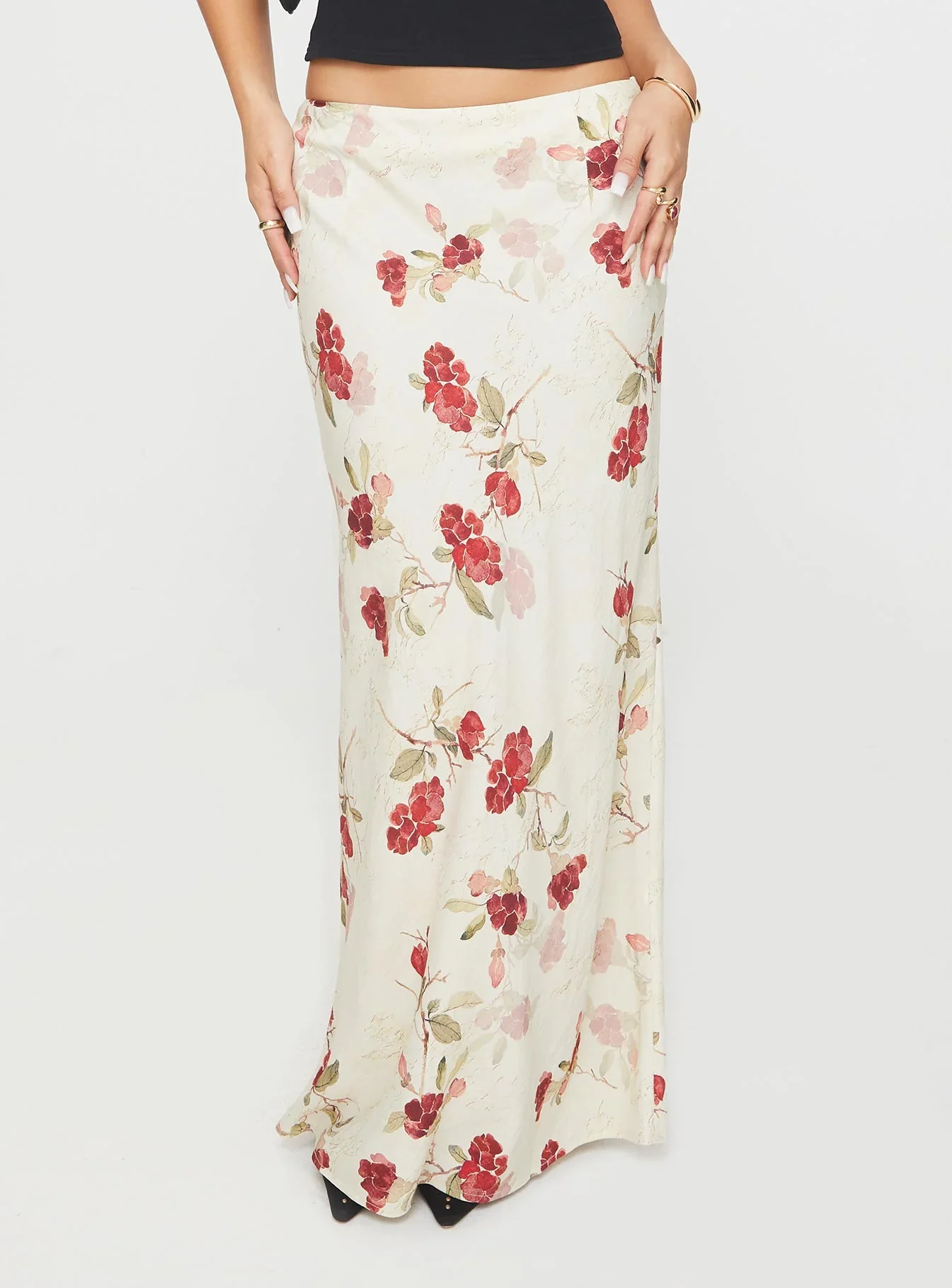 Jodie Maxi Skirt Cream Floral