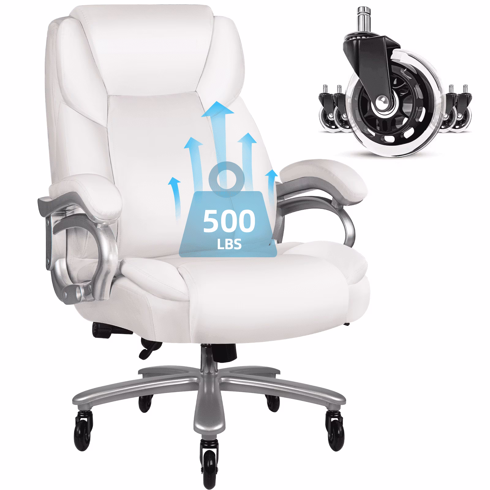 Heavy Duty Big and Tall Office Chair 500lbs with Adjustable Lumbar Support,High Back Office Chair for Adults(Black) - Image 7