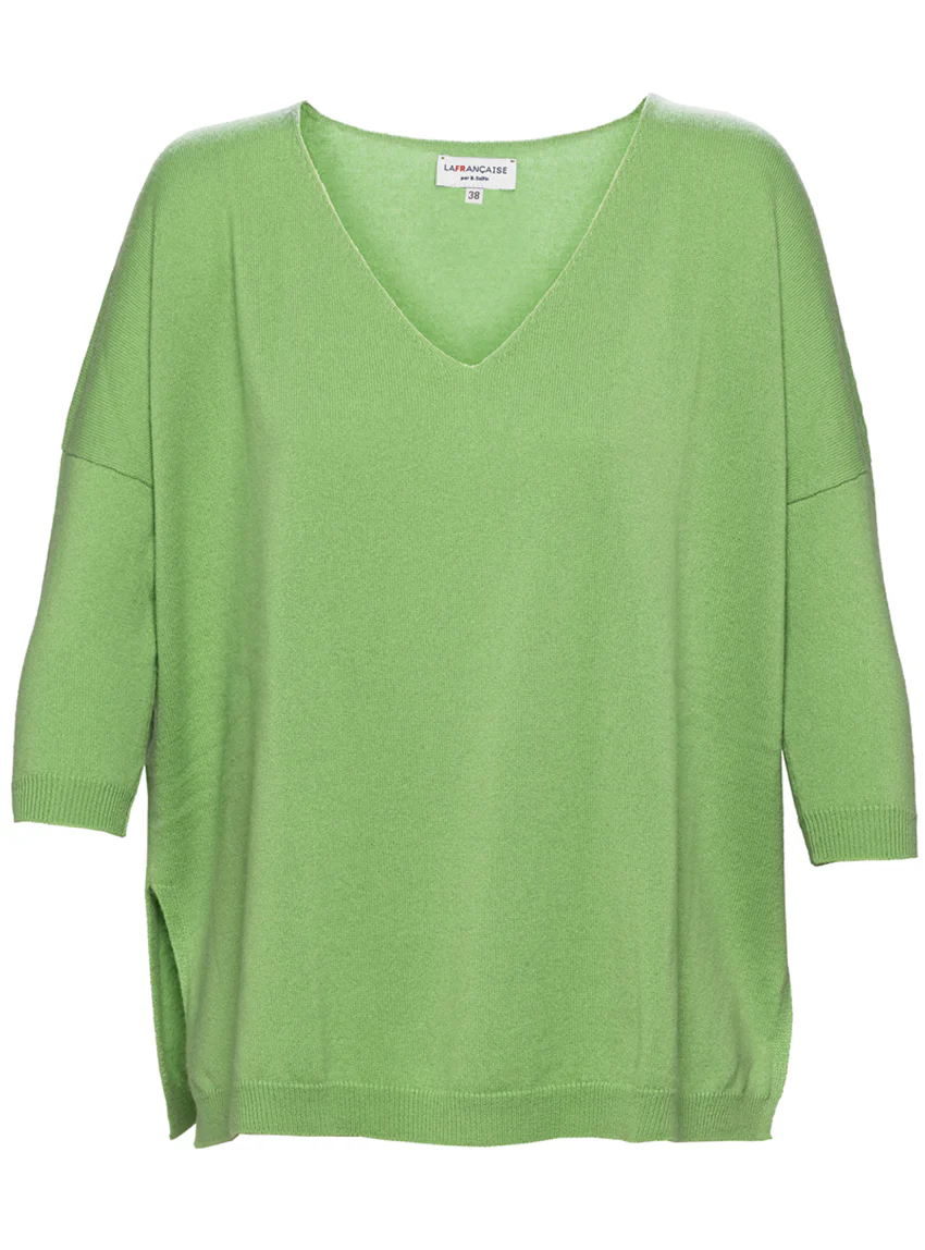 Pull femme col V en cachemire pomme grany