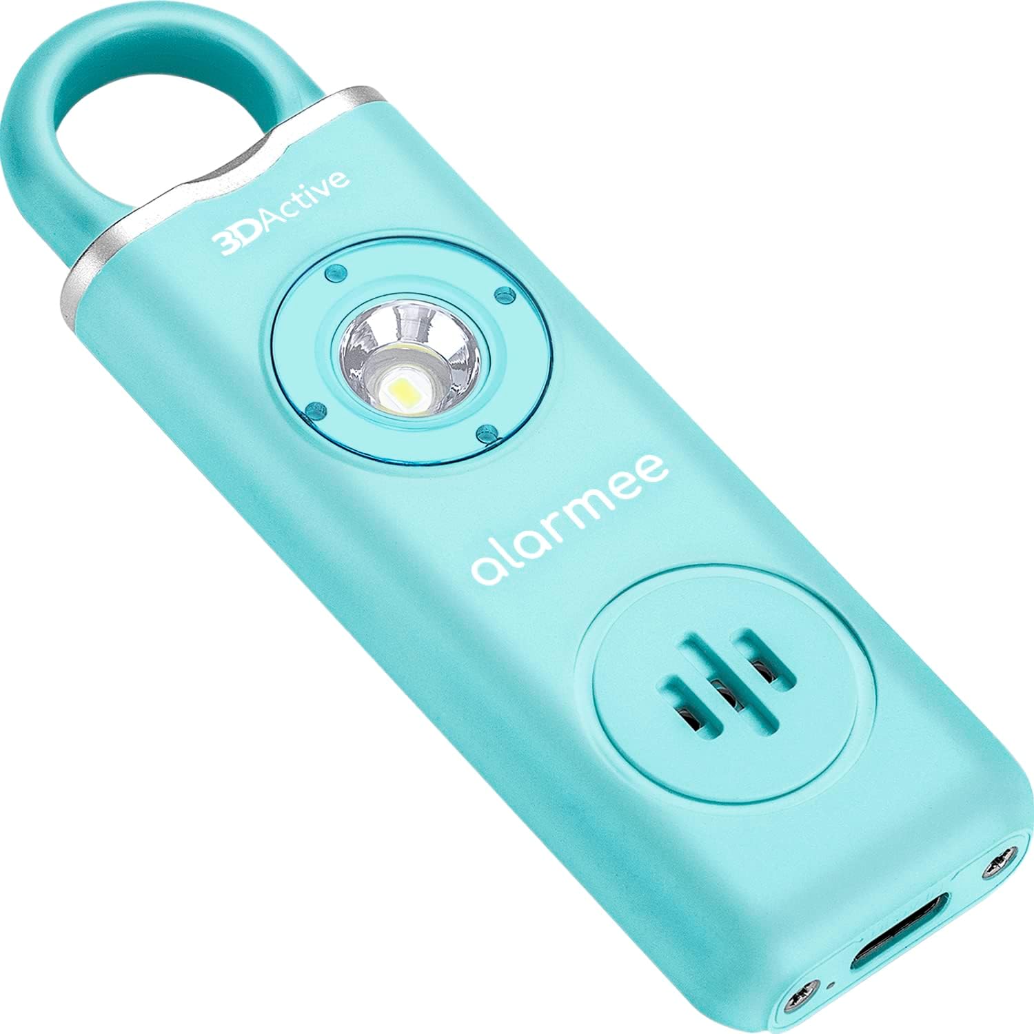 3DActive Alarmee Personal Safety Alarm for Women Kids Teens & Seniors 130dB Loud Emergency Alarm Rechargeable Self Defense Device with LED Light Portable Keychain for Travel & Night Safety - Coral