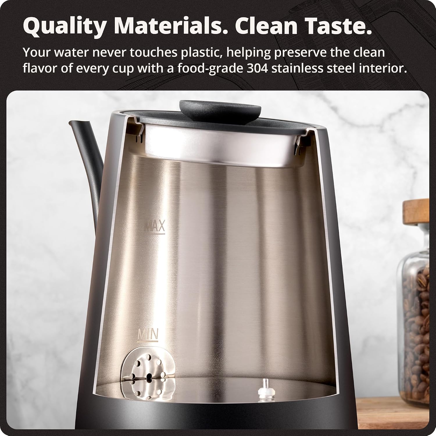 Greater Goods Gooseneck Electric Kettle, 1200W Temperature Control, 0.8L