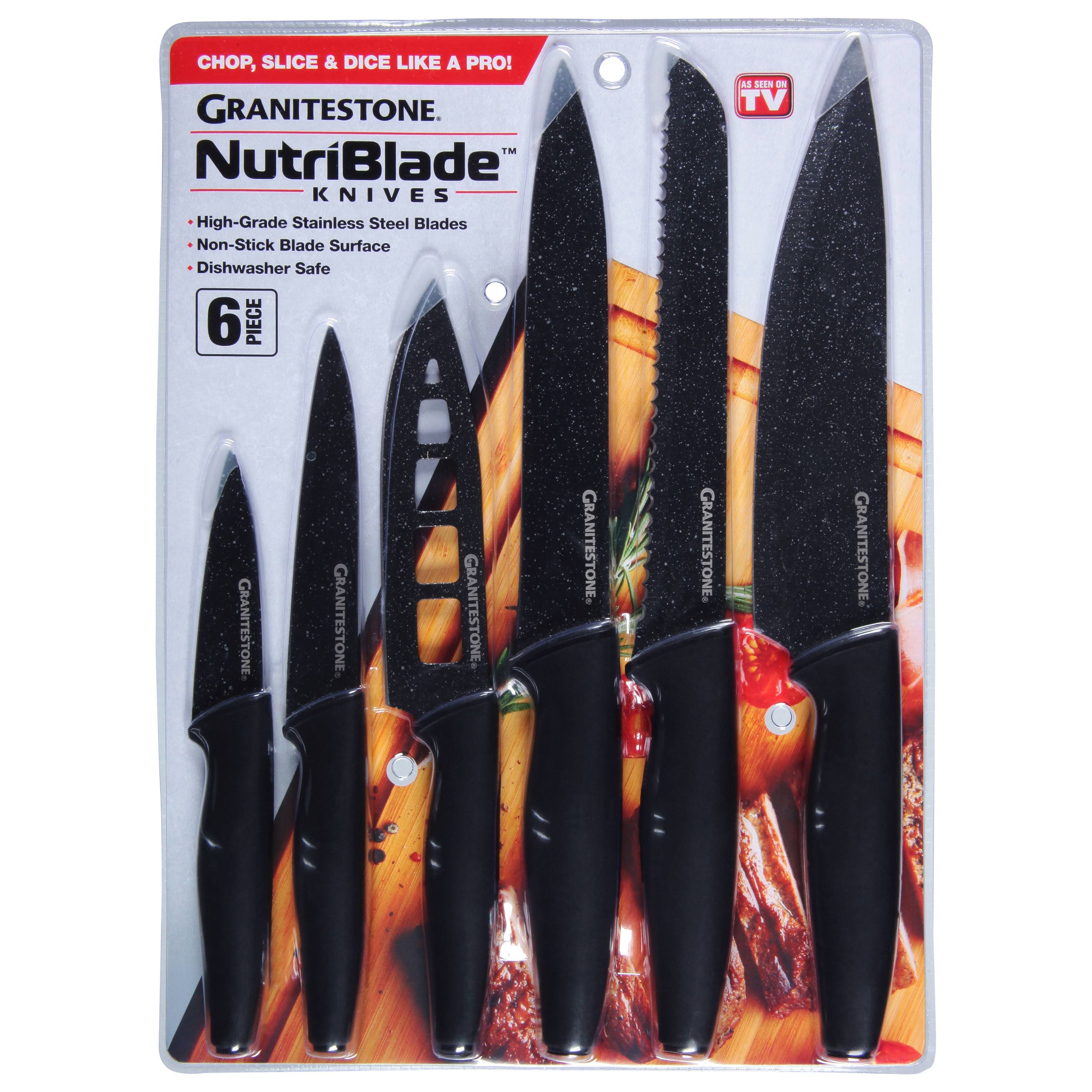 Granitestone 6 Piece Nutriblade Knife Set ,Black