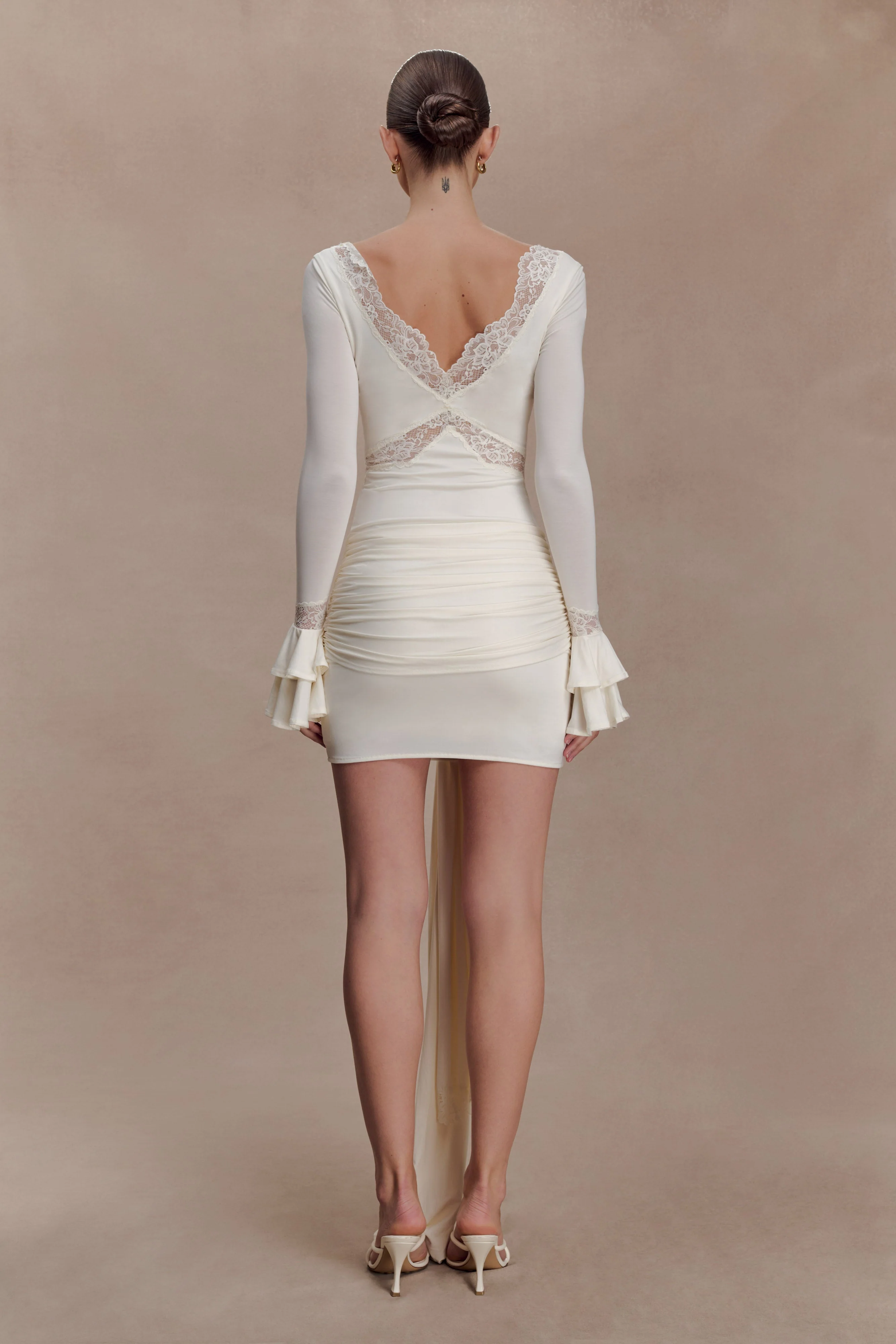Electra Slinky Lace Mini Dress - Ivory