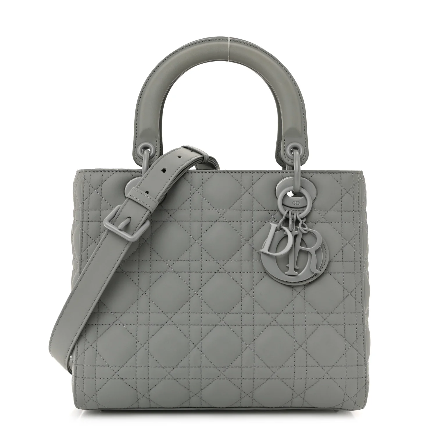 Ultra Matte Calfskin Cannage Medium Lady Dior Grey Stone