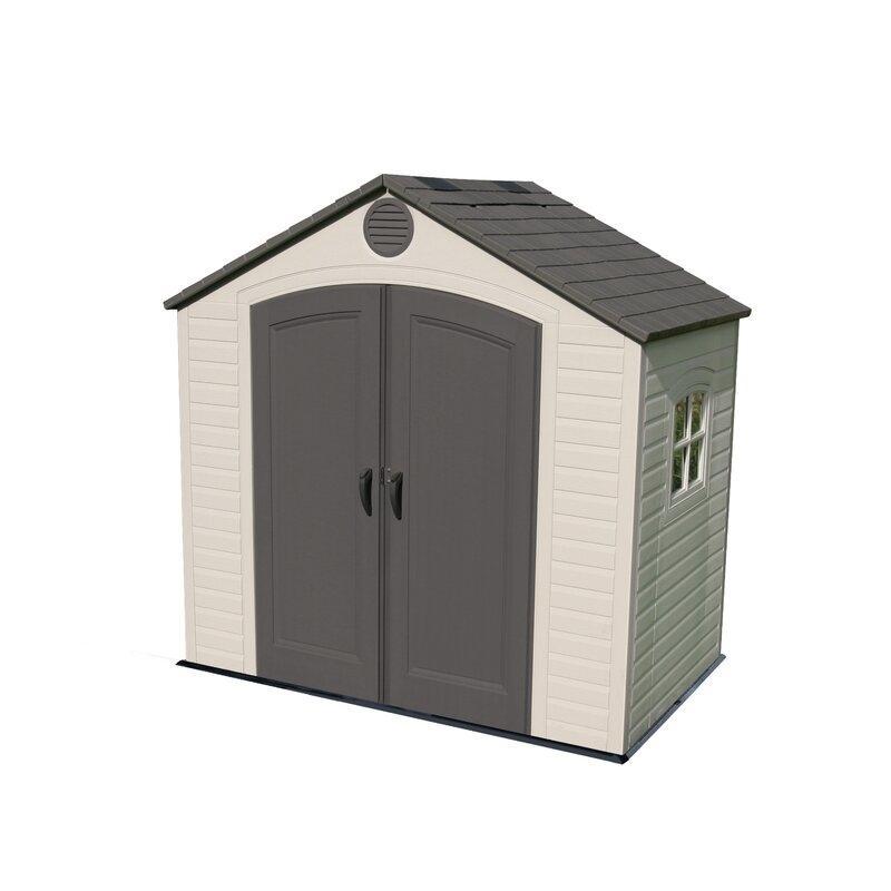 Abri de rangement en plastique de 2,4 m de large x 1,5 m de profondeur