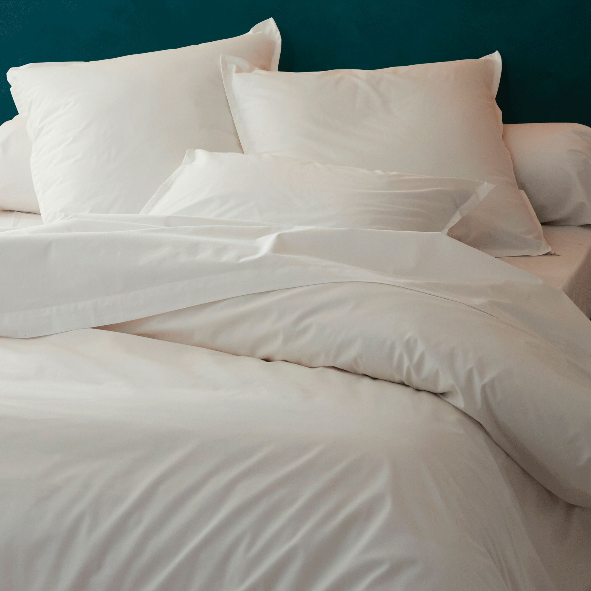 FLORE - Housse de couette en percale de coton 260x240cm - blanc