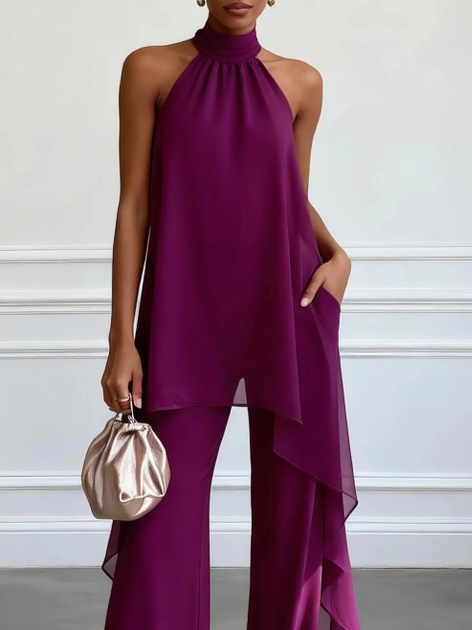 Violette | Ensemble élégant halter avec pantalon