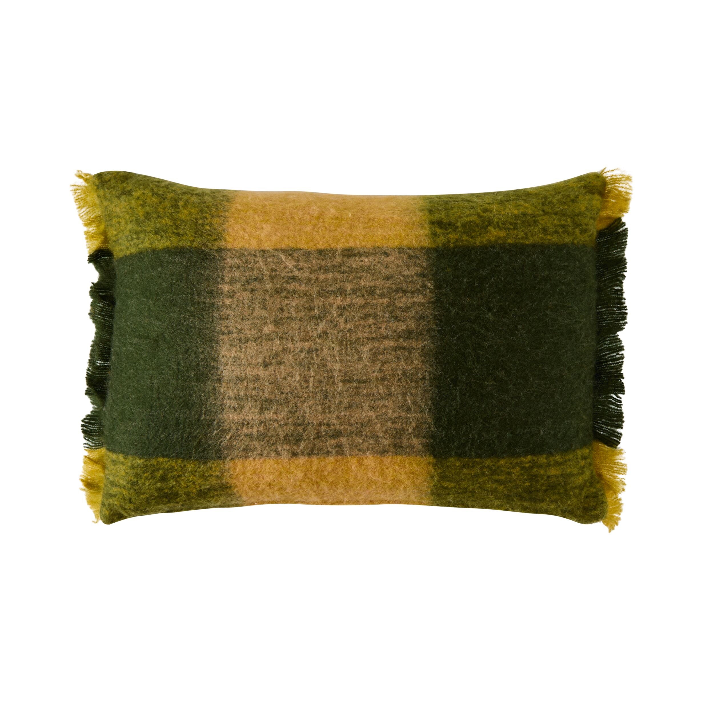 Hunter Wool Blend Cushion Green Check 40x60cm