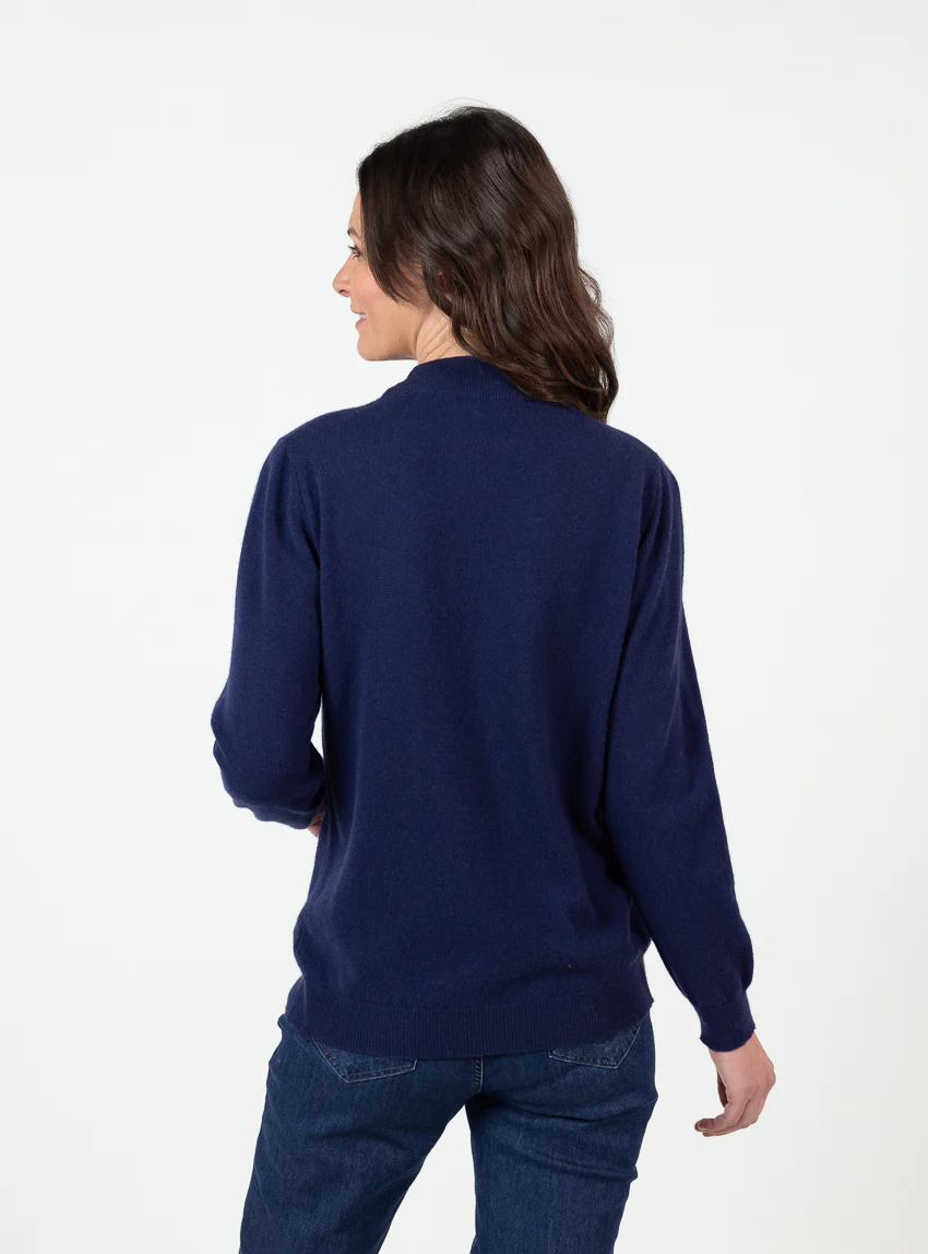 Pull col cheminée femme 100% cachemire Marine Chic