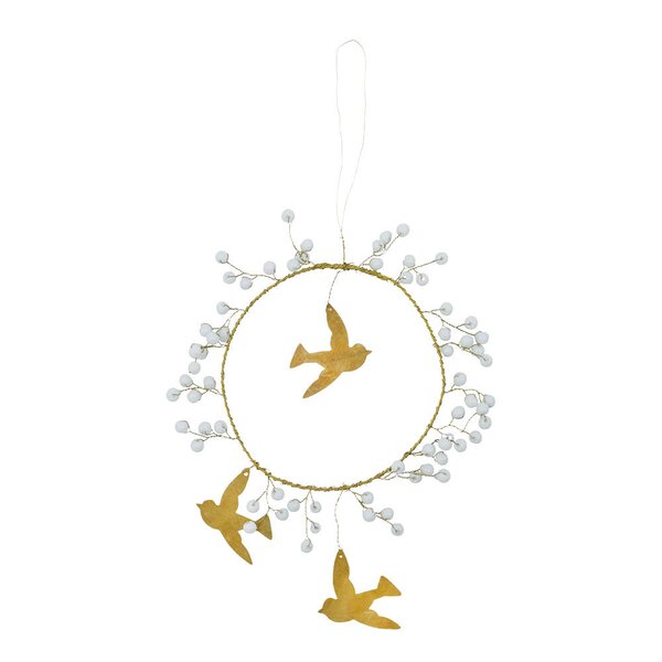 Bird julepynt 10 cm hvit messing
