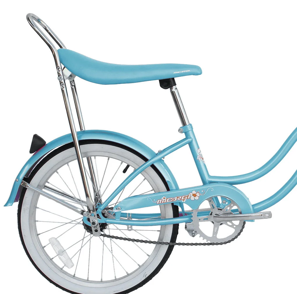 Wonder Wheels 20 in Women'S Girls Beach Cruiser Lowrider Coaster Brake Single Speed Bicycle, Bike with Banana Seat Stainless Steel Spokes One Piece Crank Alloy Rims 36 H - Baby Blue