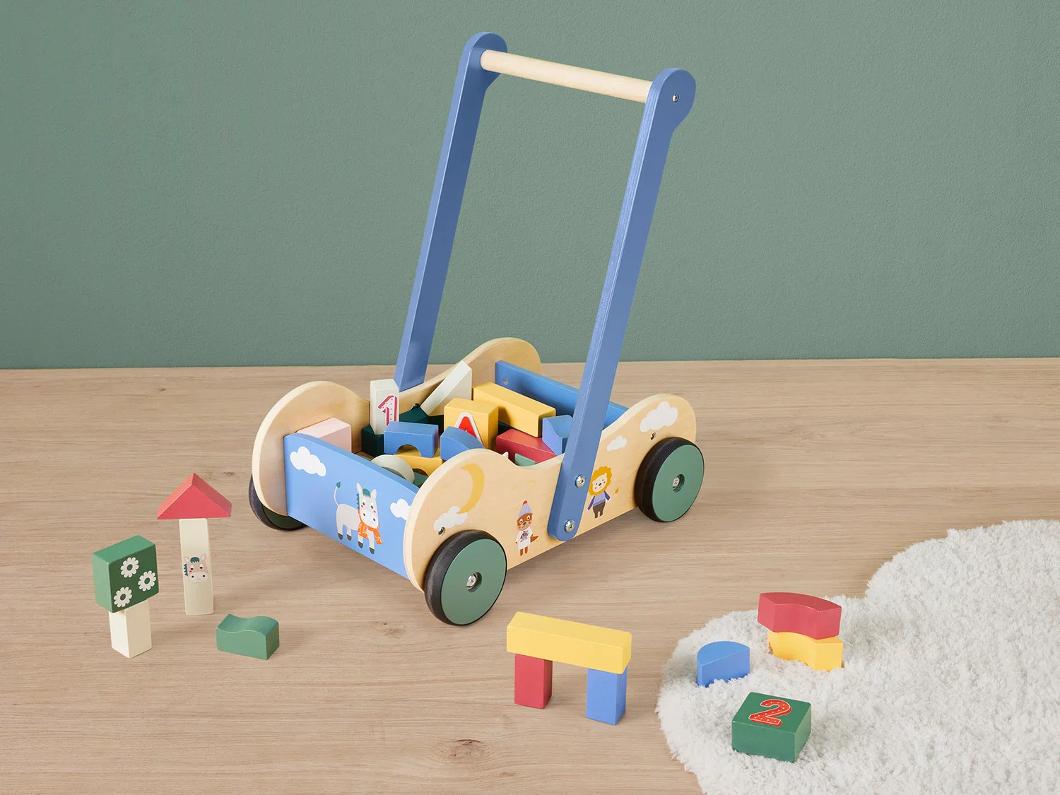 lupilu Chariot  pousser ou cube de motricit en bois
