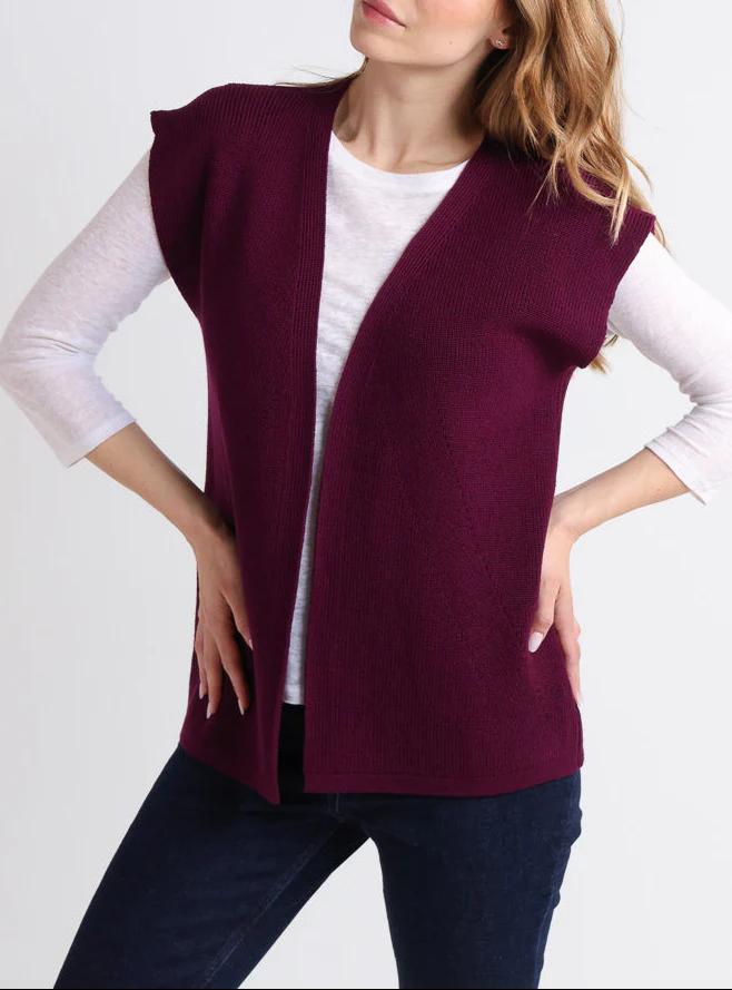 Gilet sans manches femme en laine violet