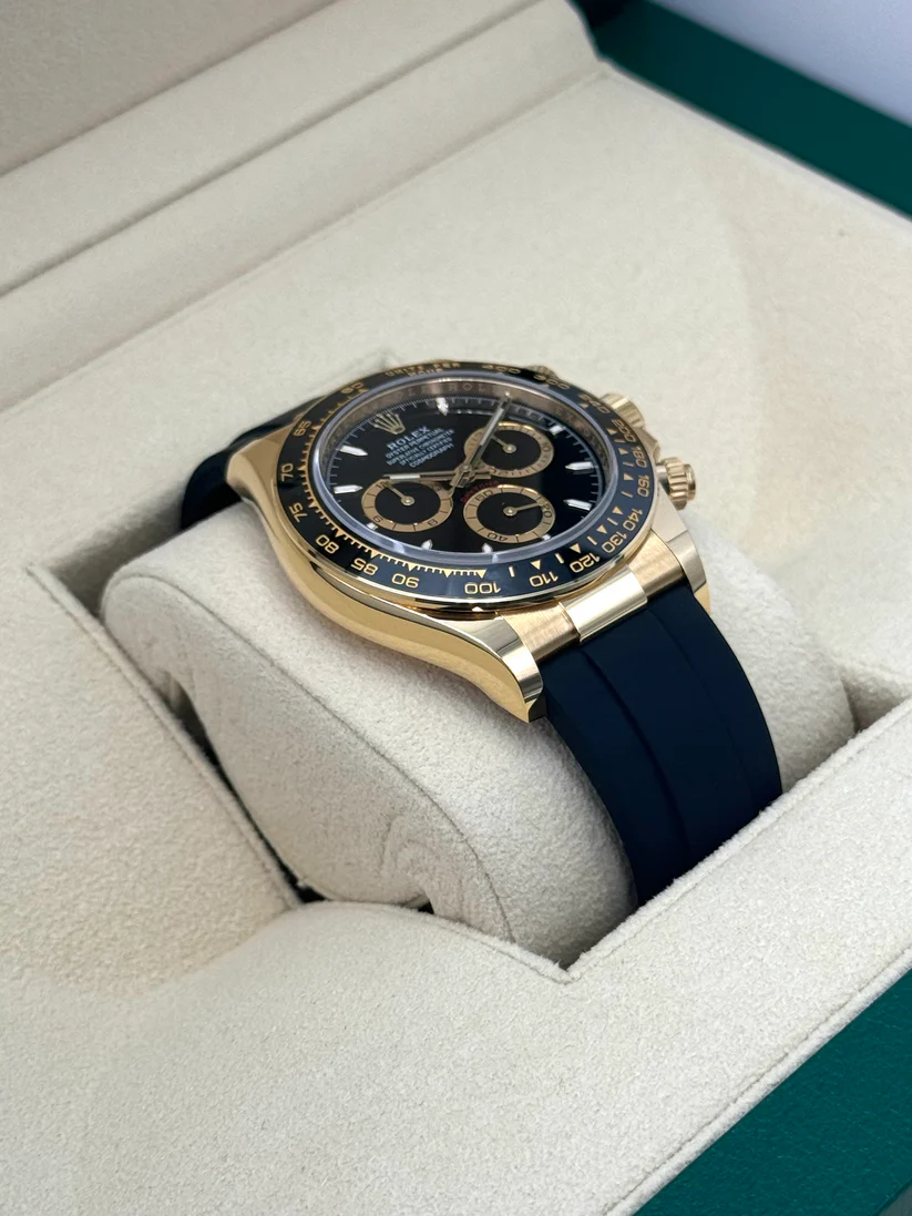 [Super Clone]Rolex Daytona Yellow Gold / Ceramic / Black / Oysterflex  m126518ln-0008