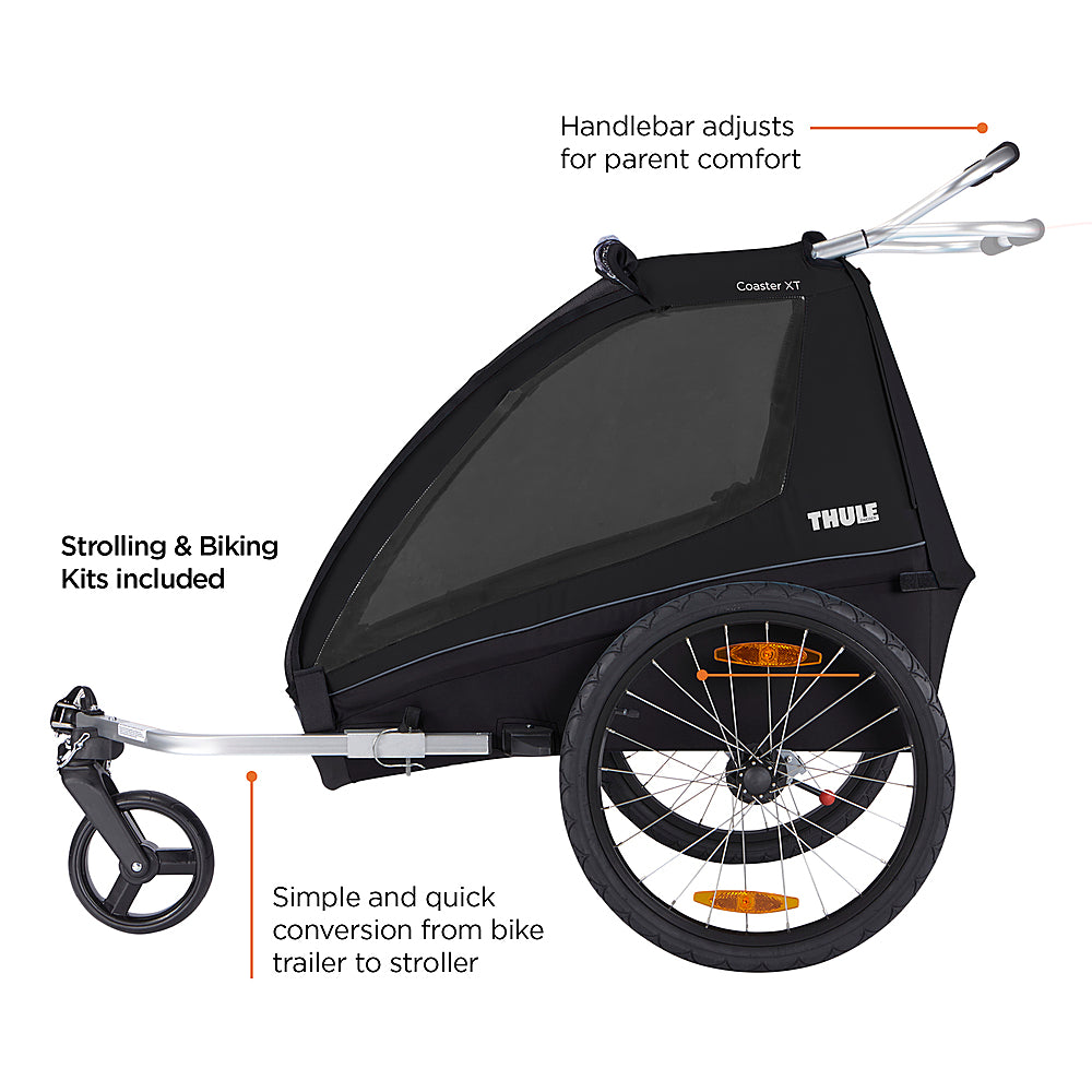 Thule - Coaster XT 2-Seat Bicycle Trailer and Stroller - Black