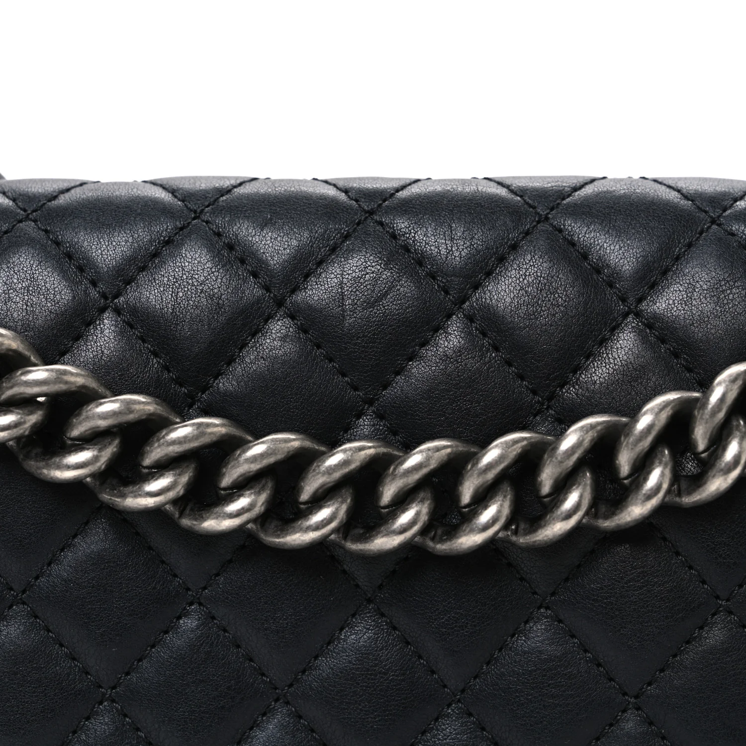 Lambskin Quilted Medium Boy Flap Black