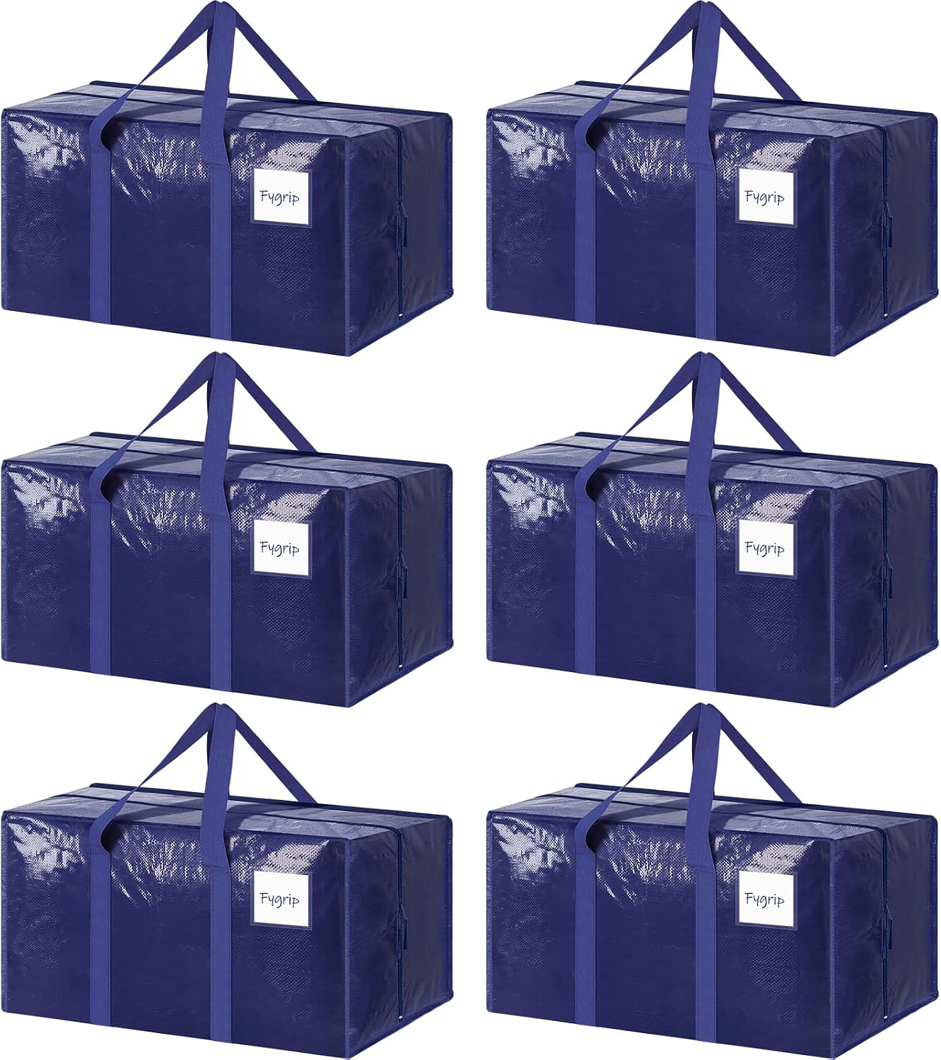 6 Pack Extra Heavy Duty Large Moving Bags with Strong Zipper, Dark Blue