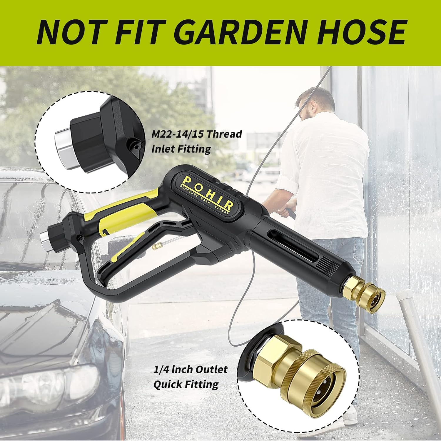 Pressure Washer Gun and Hose 3600 PSI, 3/8