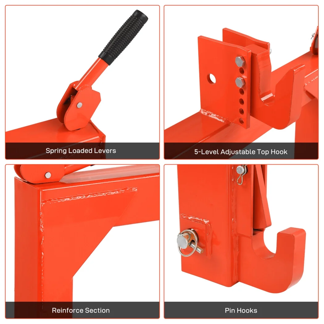 3 Point Quick Hitch, 3000 lbs 3-Pt Attachments Adaptation to Category 1 2 Tractor with 5 Level Adjustable Bolt (Orange)(Orange) - Image 7