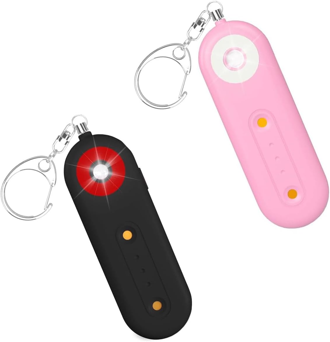 Personal Safety Alarm Keychain for Women, 130DB Loud Self Defense Key Chain with LED Strobe Light, Protection Safe Siren Devices for Elderly Emergency Travel College (Black + Pink)