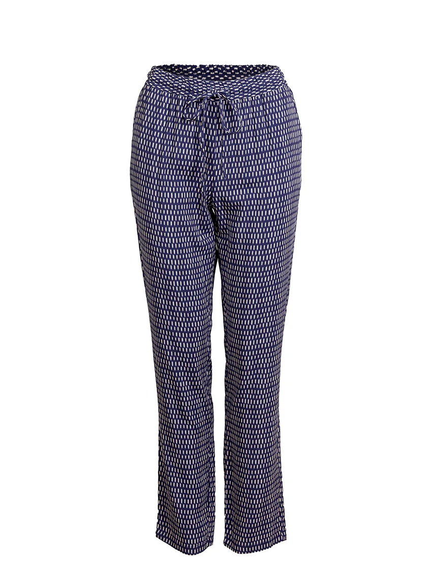 Pantalon femme en viscose imprimé graphique bleu