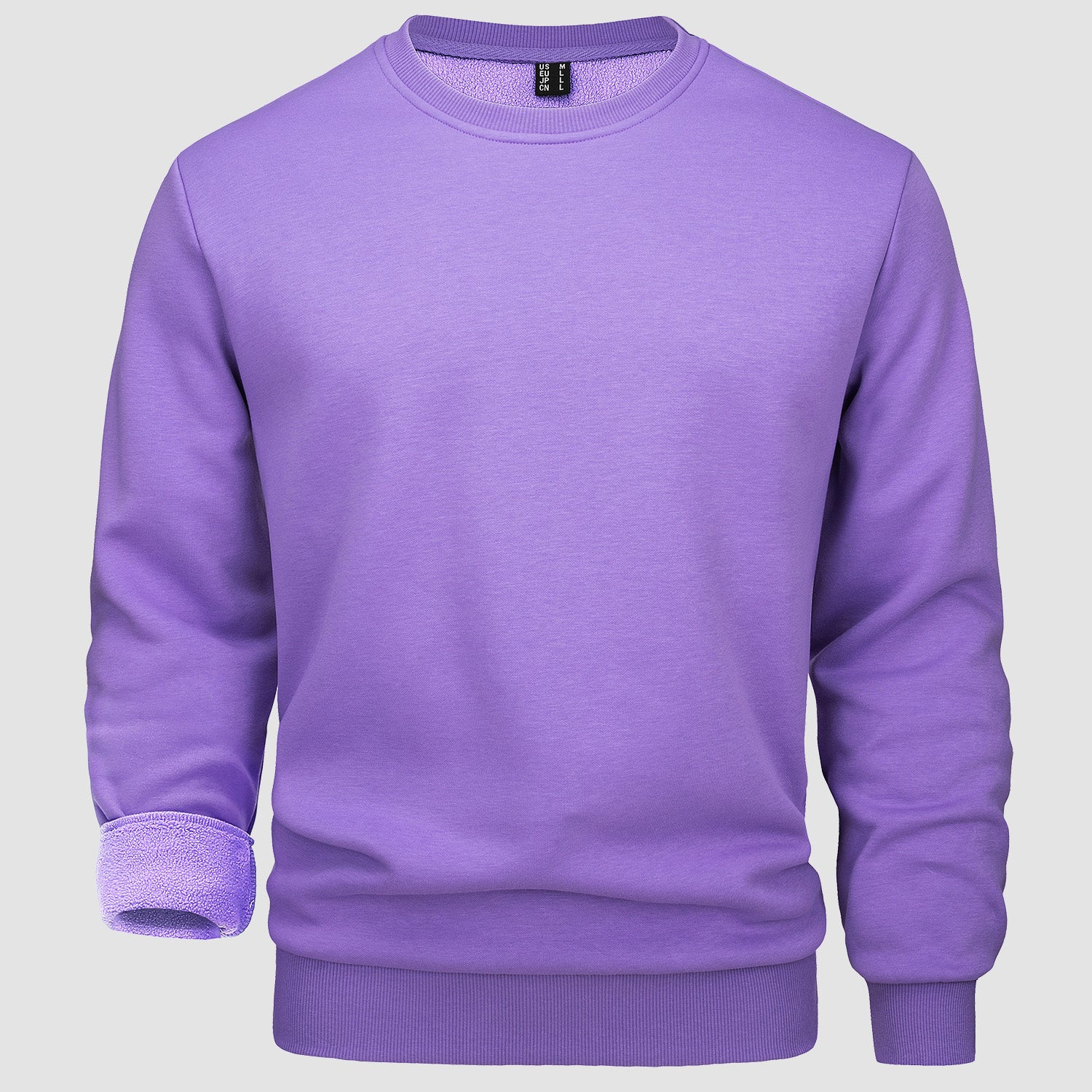 Sweat-shirt à col rond pour homme, manches longues, pull en polaire chaud et décontracté.