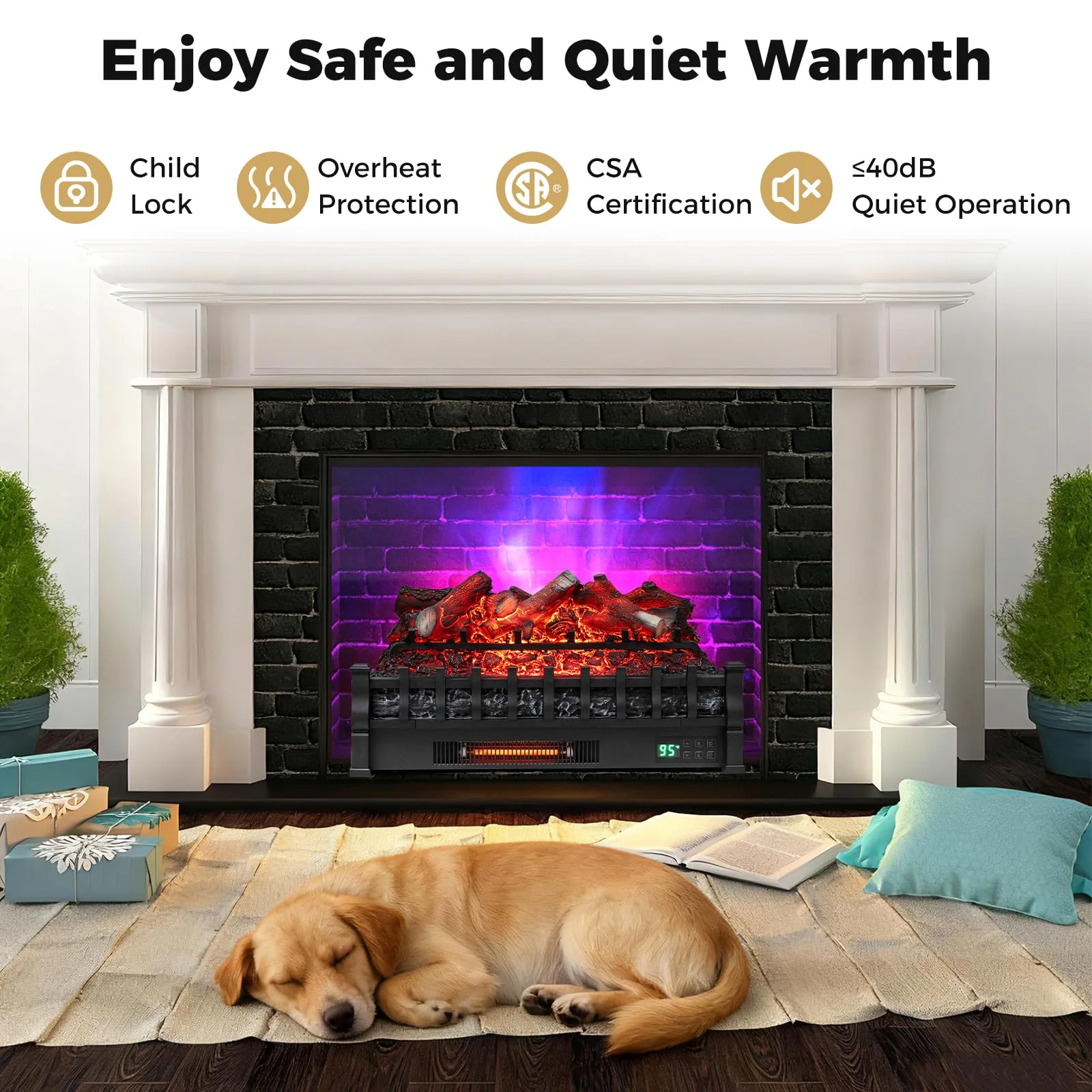 Tangkula 26 Inch Electric Fireplace Insert Log
